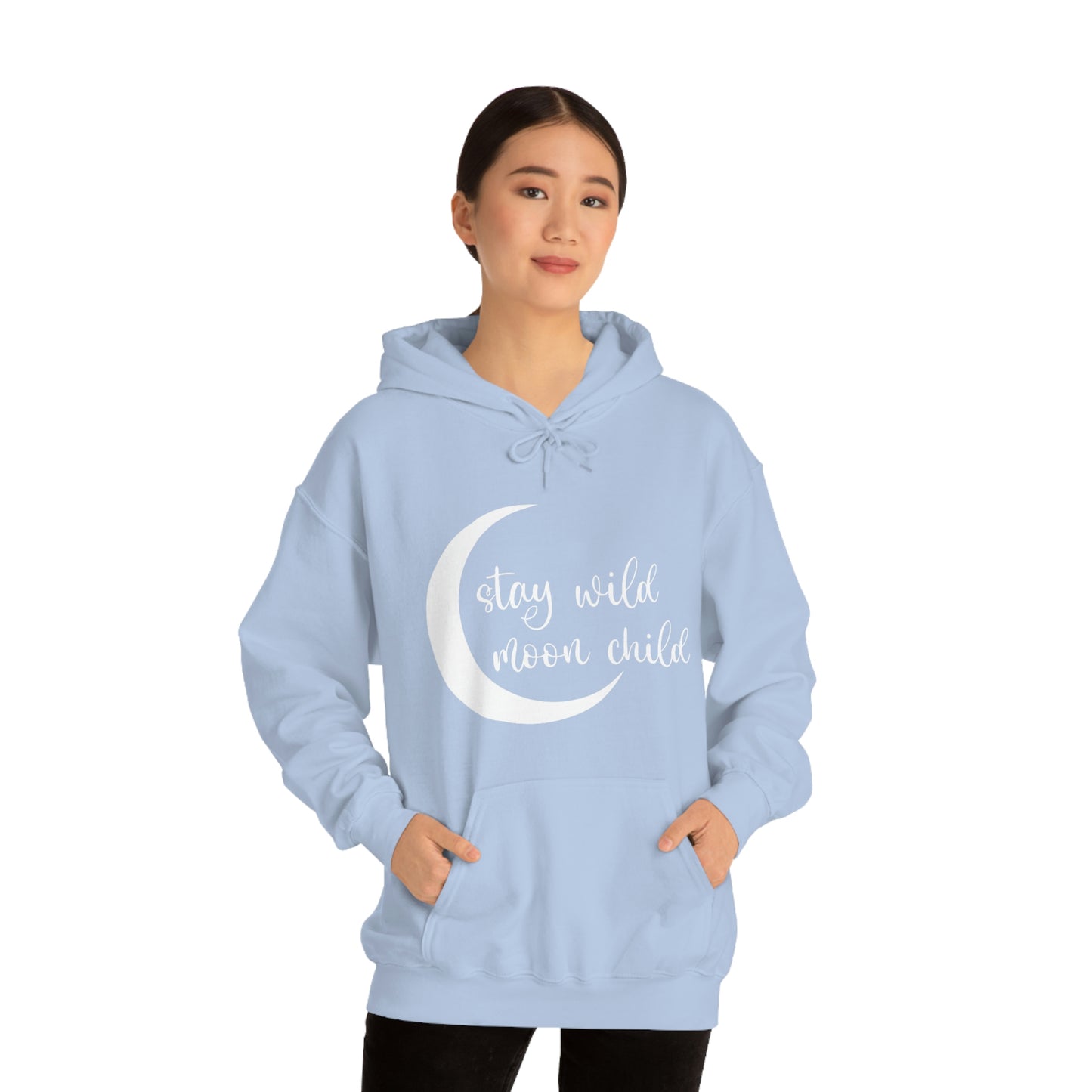 Stay Wild Moon Child White Font Unisex Heavy Blend™ Hooded Sweatshirt