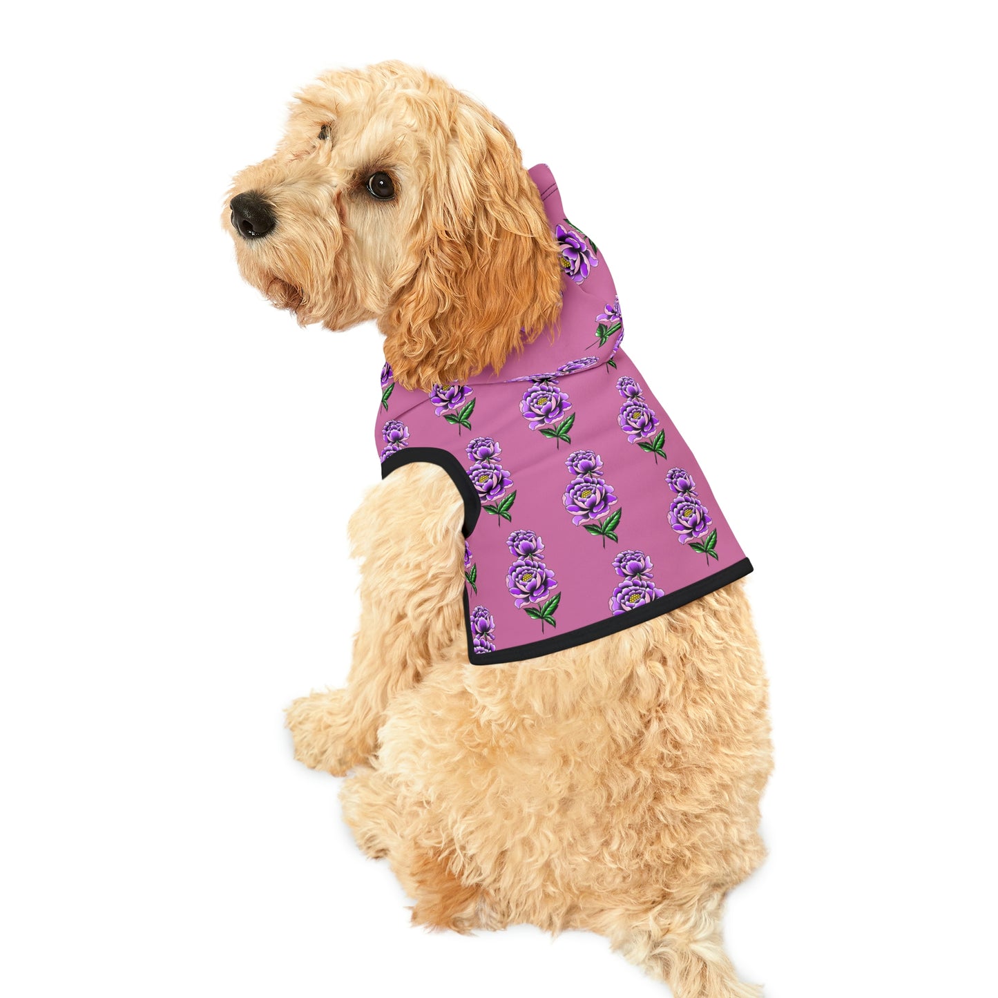 Flower Pattern Lt Pink Dog Hoodie