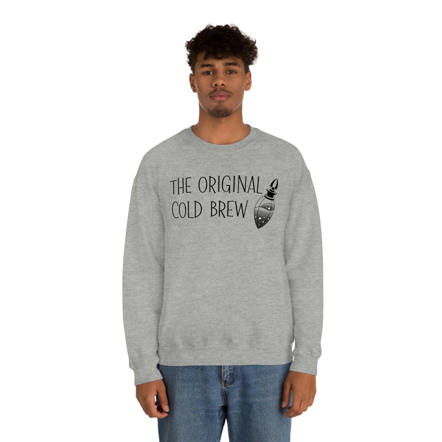 The Original Cold Brew Black Font White unisex heavy blend crewneck sweatshirt