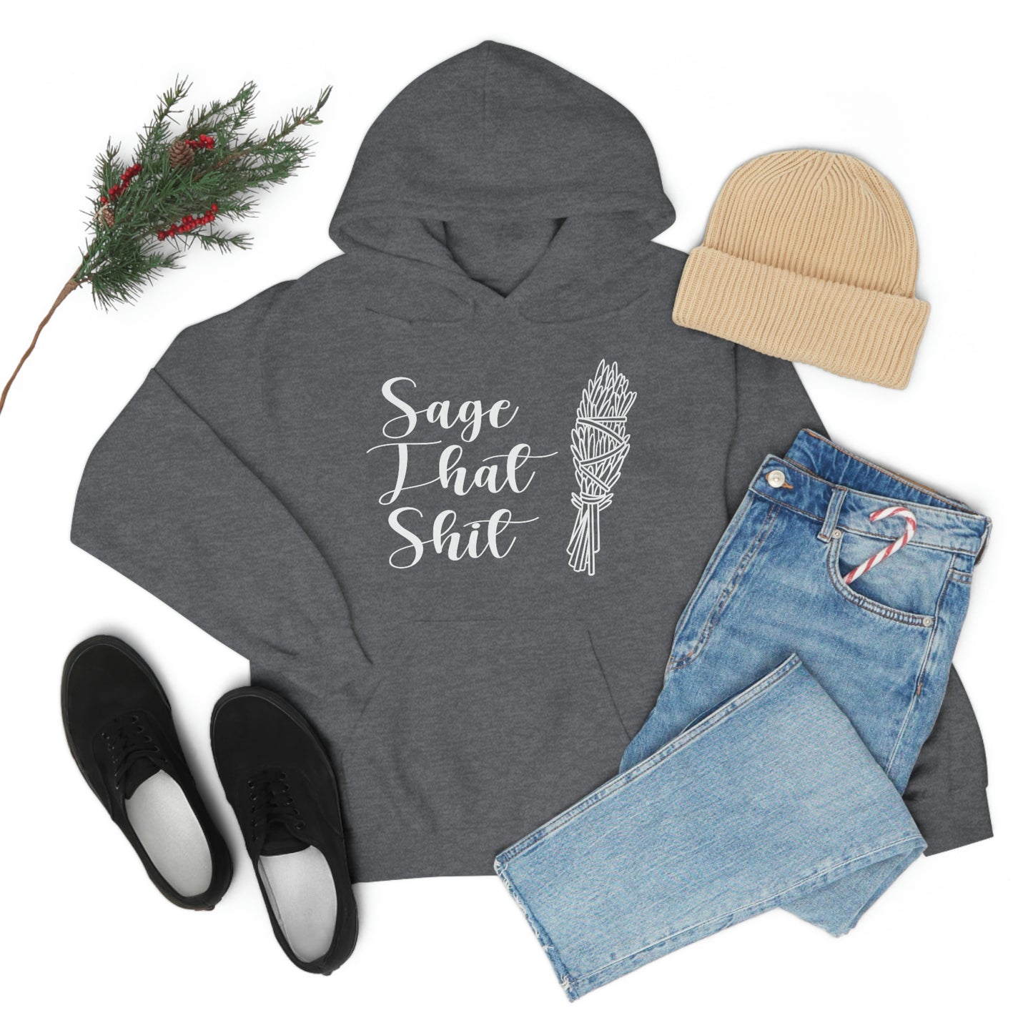 Sage That White Font Unisex Heavy Blend™ Hooded Sweatshirt