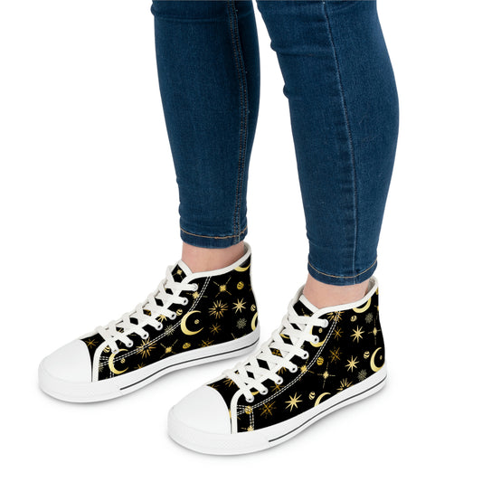 Moon and Stars Women's High Top Sneakers