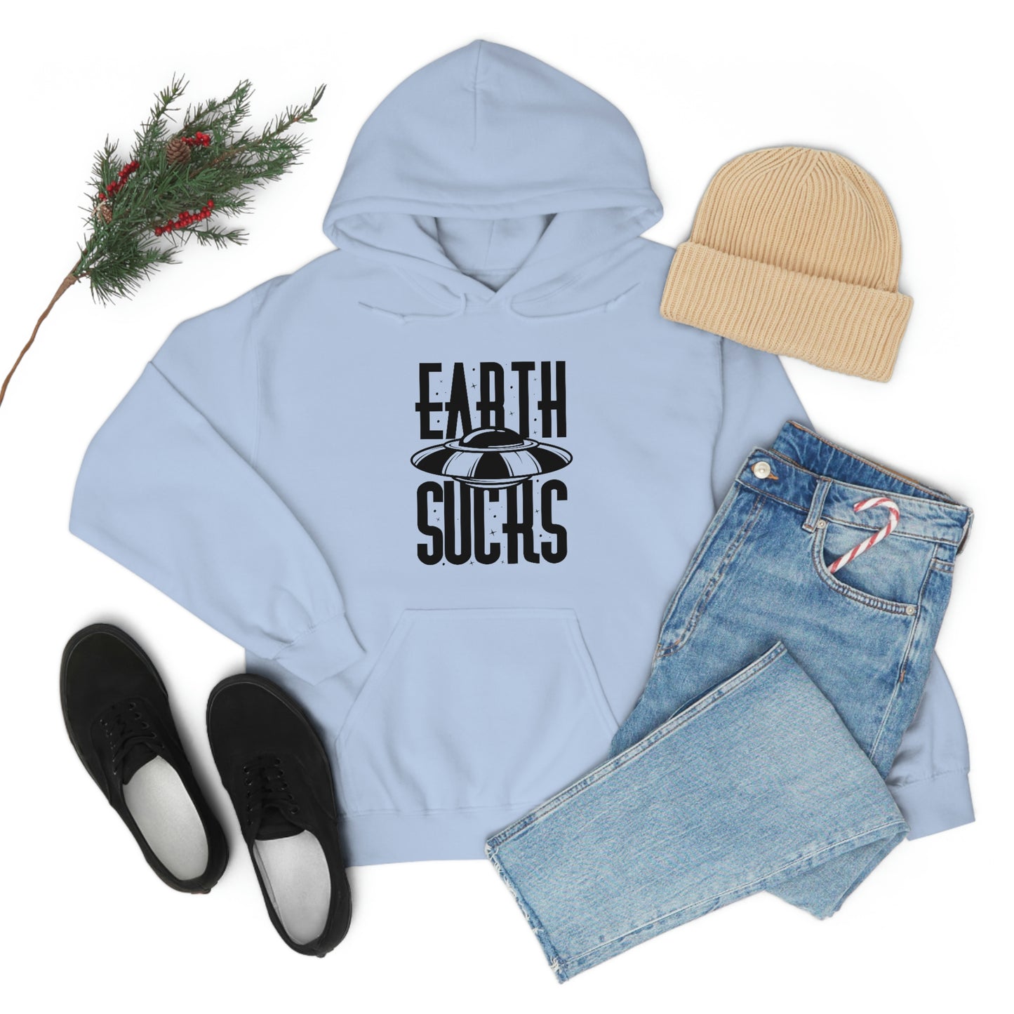 Earth Sucks Black Font Unisex Heavy Blend™ Hooded Sweatshirt