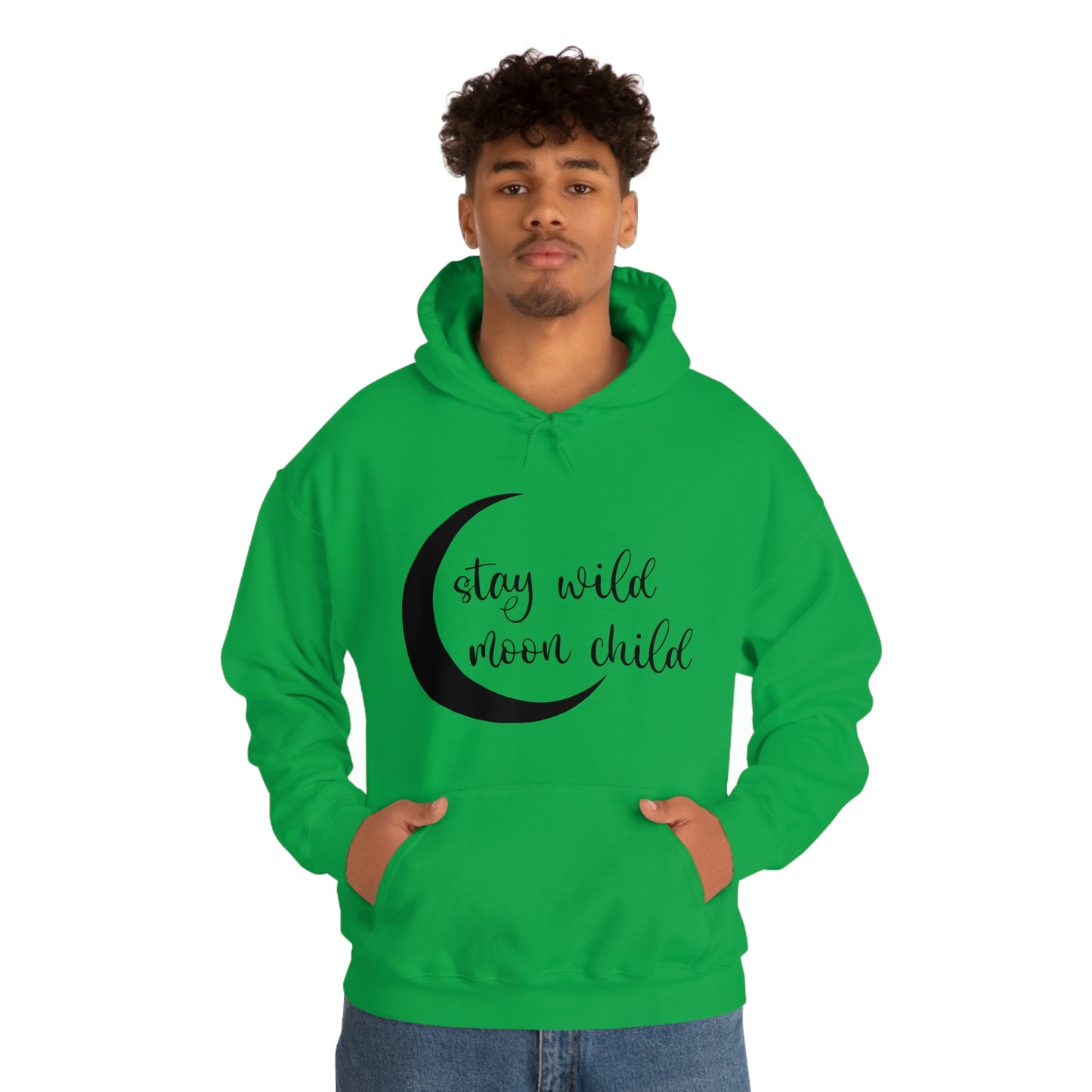 Stay Wild Moon Child Black Font Unisex Heavy Blend™ Hooded Sweatshirt