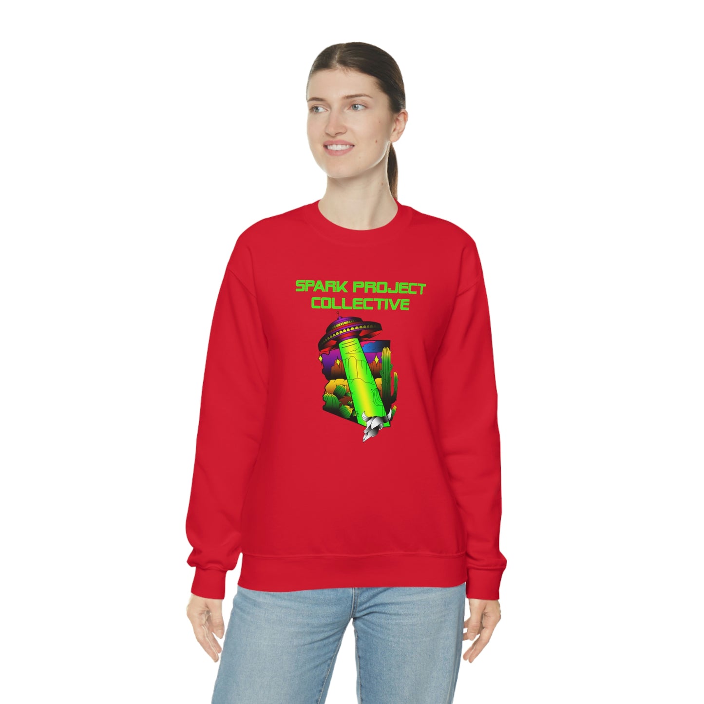 UFO Spark Green Font unisex heavy blend crewneck sweatshirt