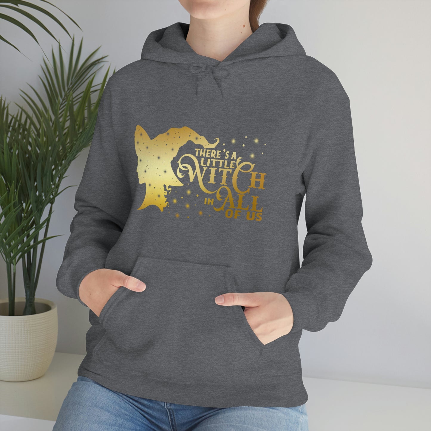 Witch In All of Us Gold Font Unisex Heavy Blend™ Hooded Sweatshirt