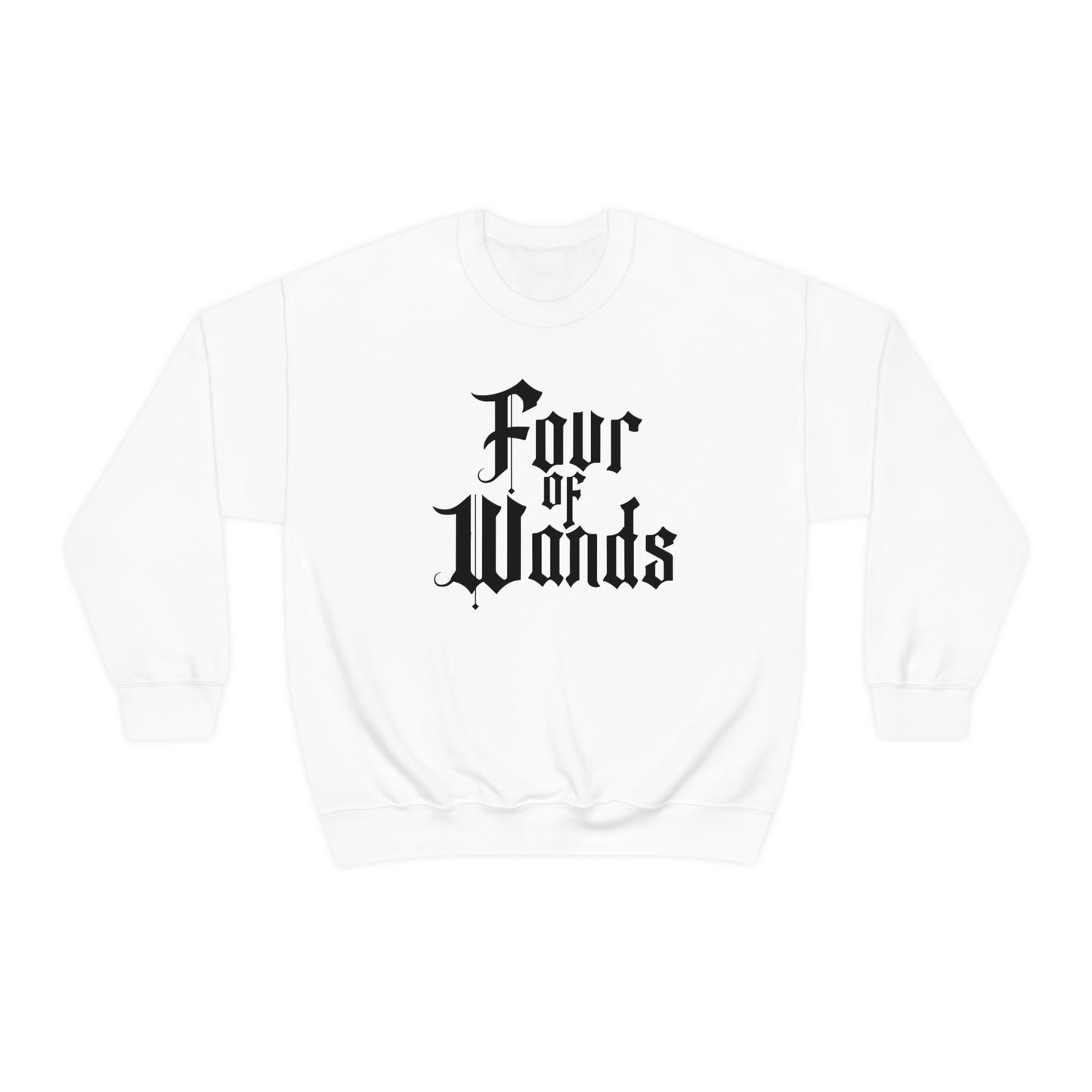 Four of Wands Black Logo White unisex heavy blend crewneck sweatshirt