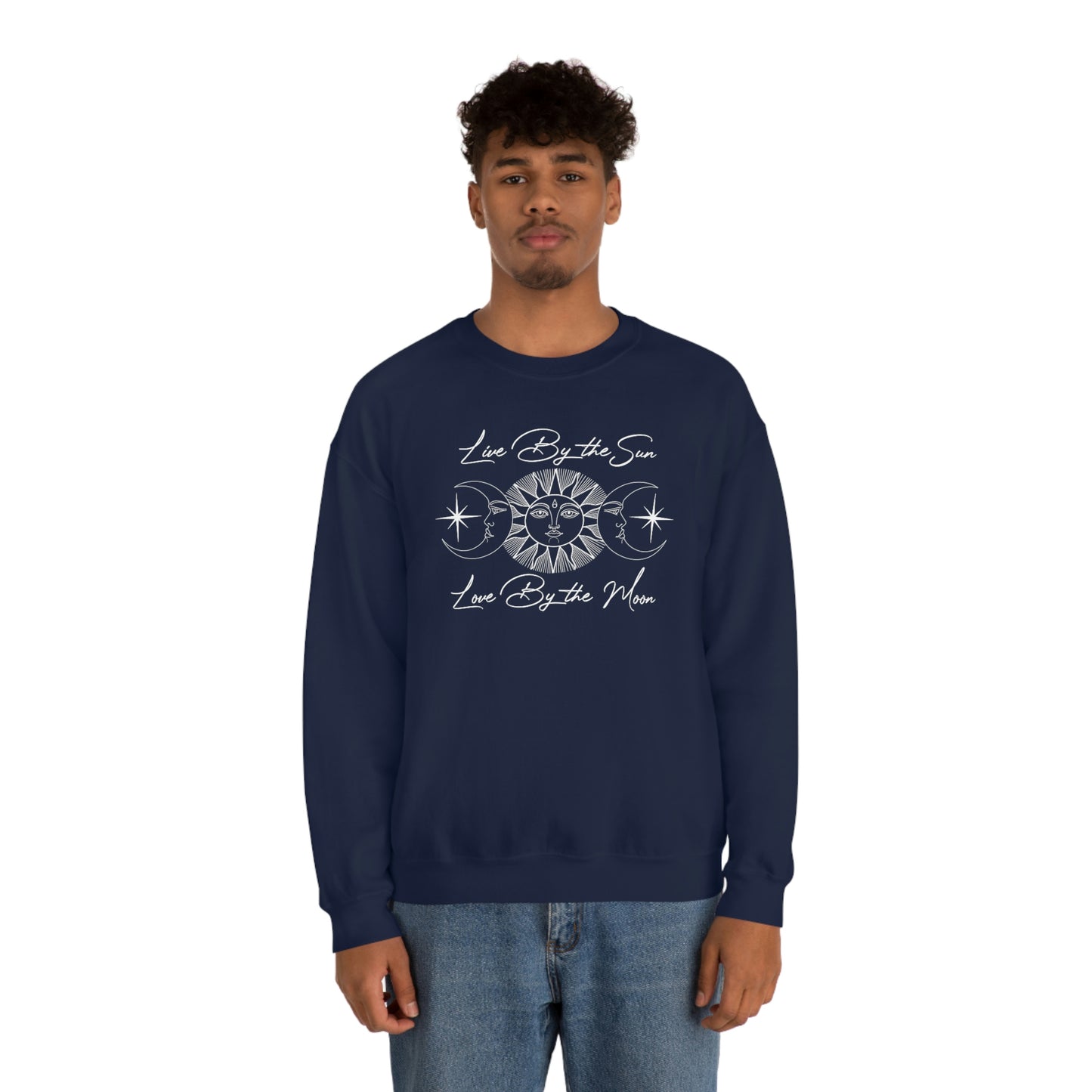 Live by The Sun White Font unisex heavy blend crewneck sweatshirt