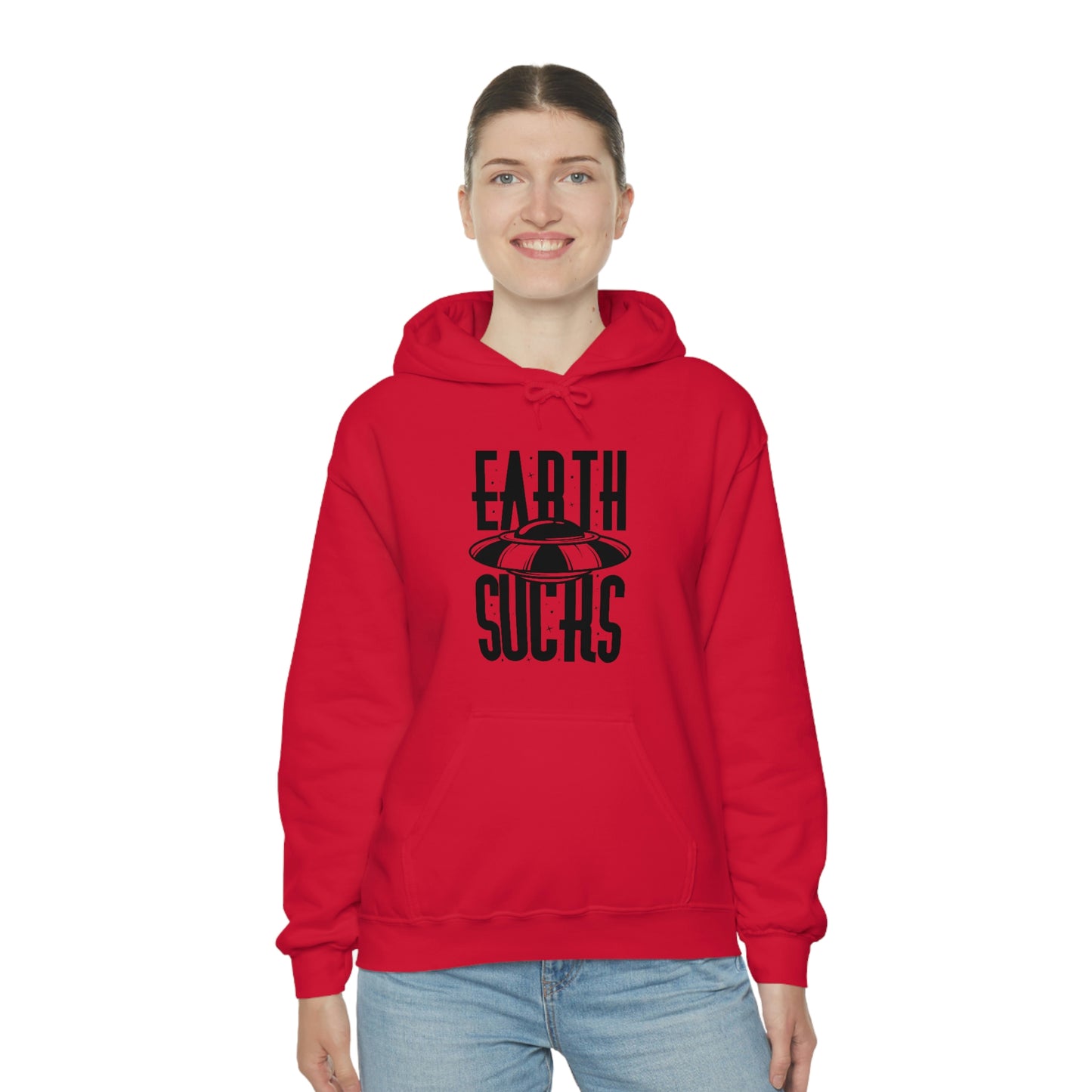 Earth Sucks Black Font Unisex Heavy Blend™ Hooded Sweatshirt