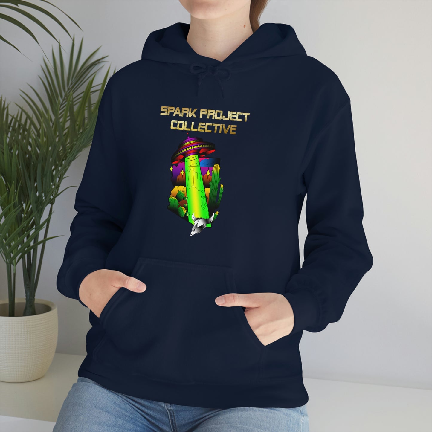 UFO Spark Gold Font Unisex Heavy Blend™ Hooded Sweatshirt