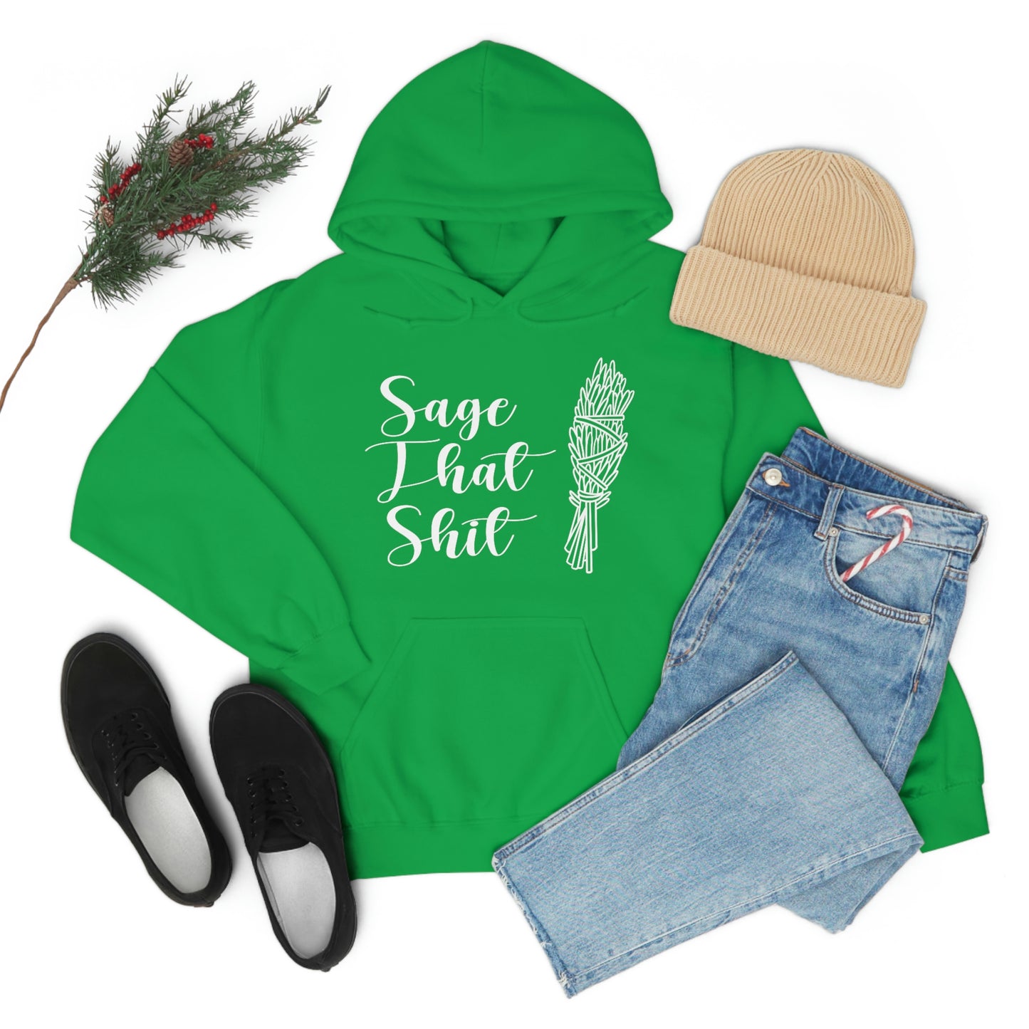 Sage That White Font Unisex Heavy Blend™ Hooded Sweatshirt