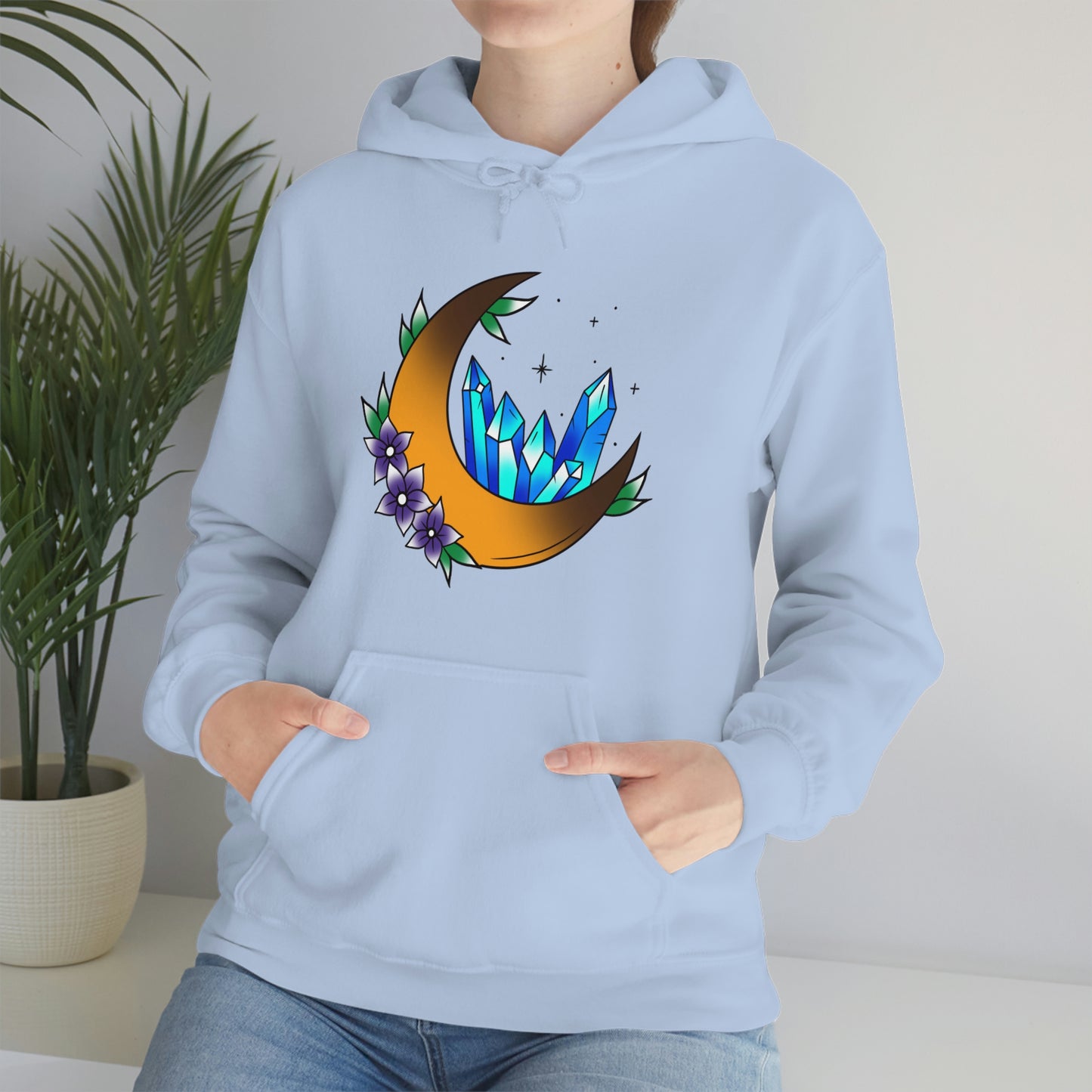 Blue Crystal Flower Unisex Heavy Blend™ Hooded Sweatshirt