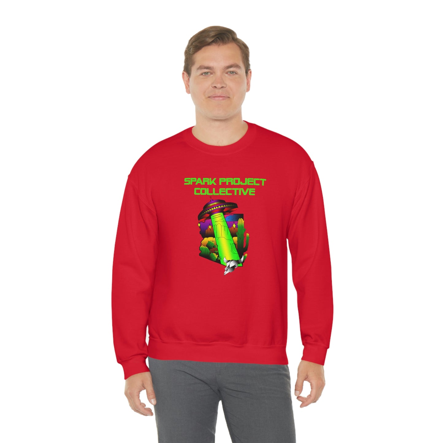 UFO Spark Green Font unisex heavy blend crewneck sweatshirt