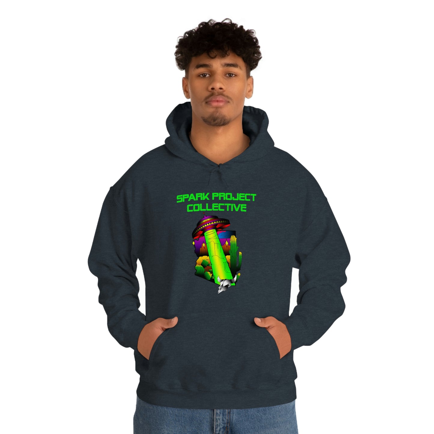 UFO Spark Green Font Unisex Heavy Blend™ Hooded Sweatshirt