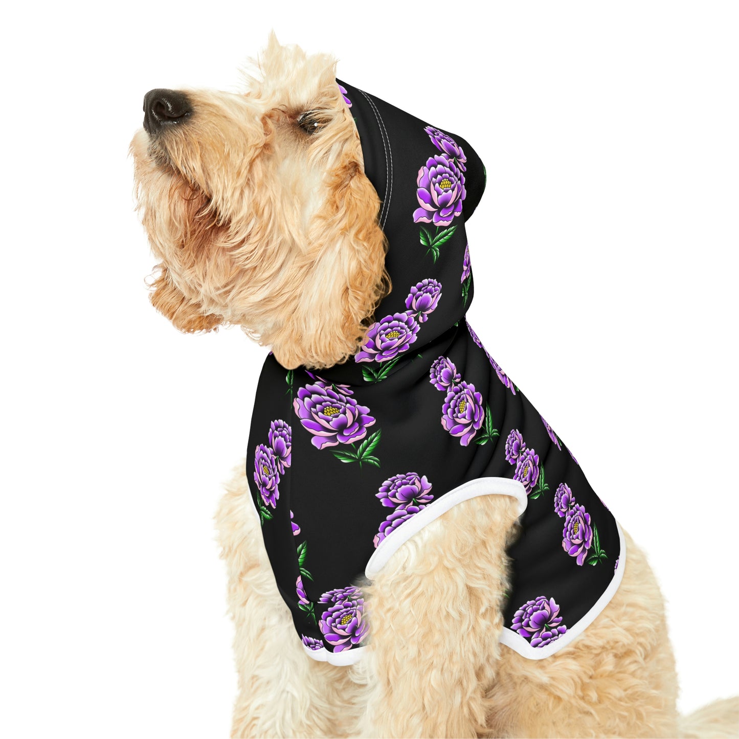 Flower Pattern Black Dog Hoodie