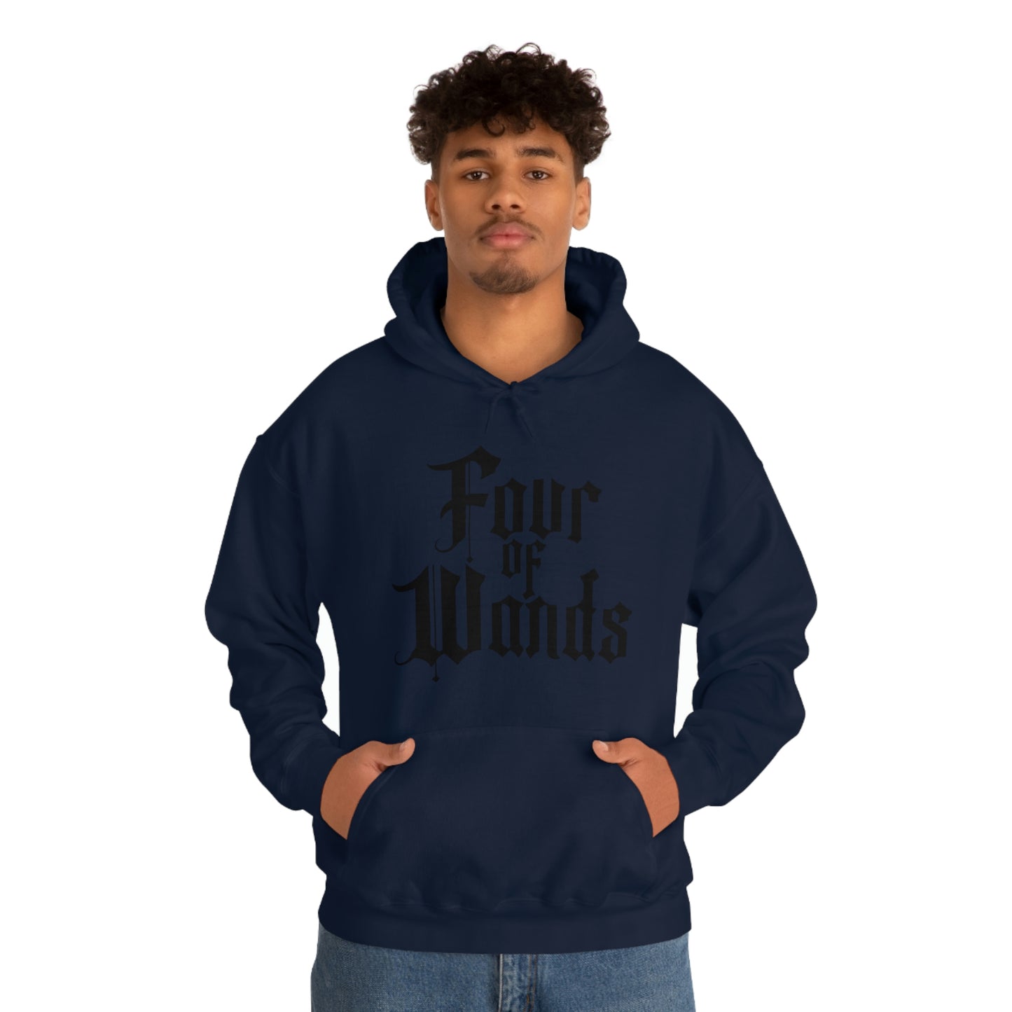 Four of Wands Black Logo Unisex Heavy Blend™ Hooded Sweatshirt