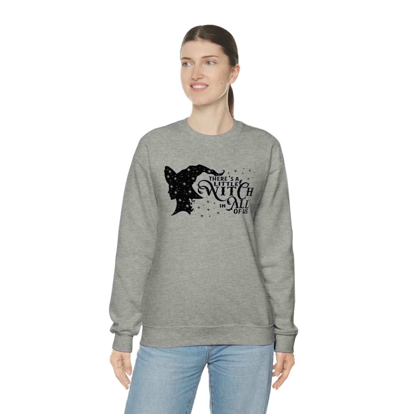 Witch in All of Us Black Font White unisex heavy blend crewneck sweatshirt