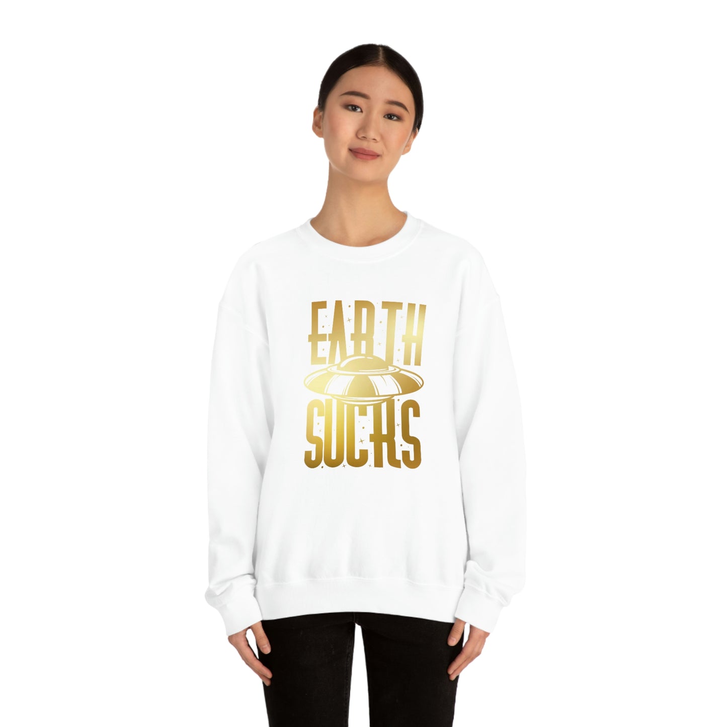 Earth Sucks Gold Font unisex heavy blend crewneck sweatshirt