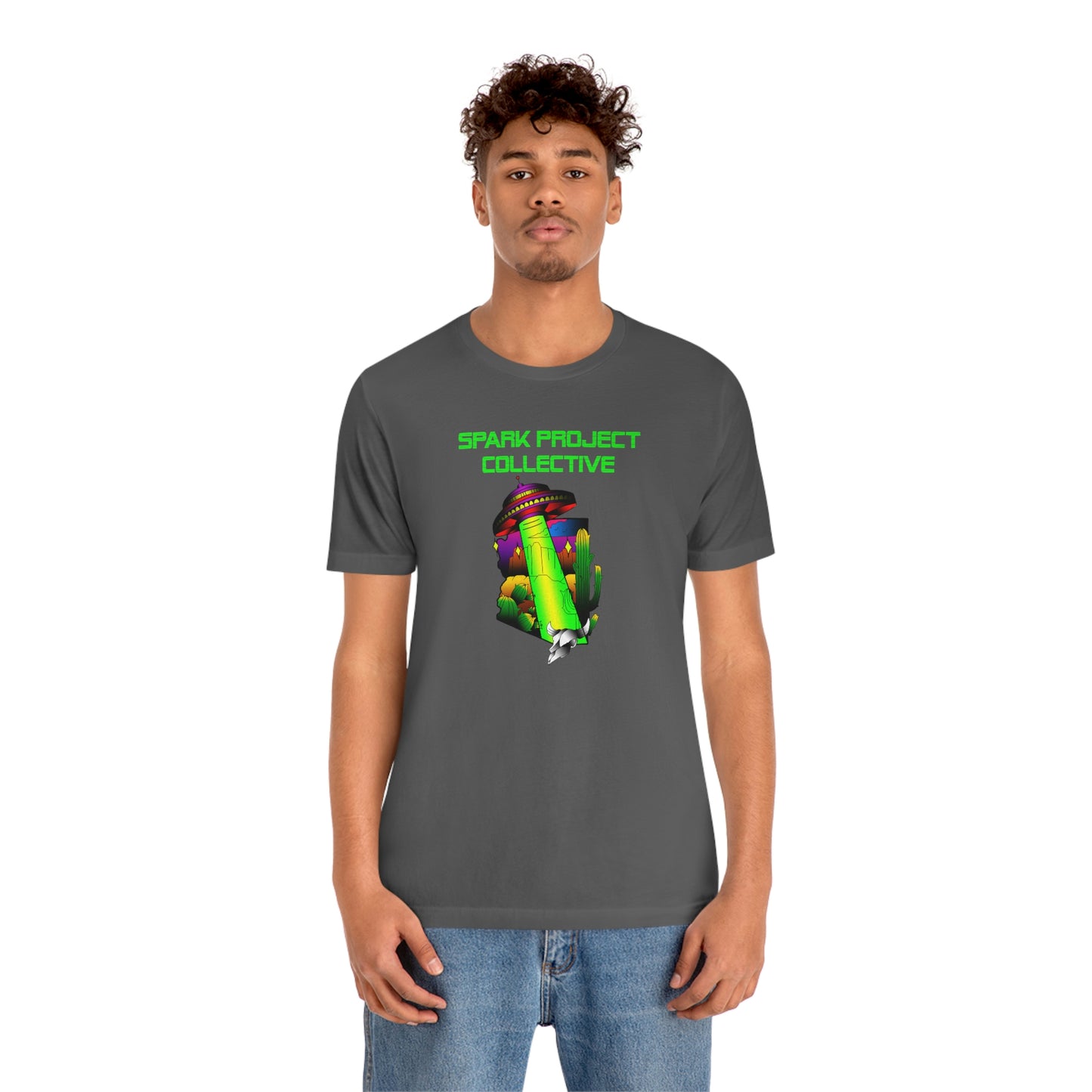 UFO Spark Green Font unisex jersey short sleeve tee