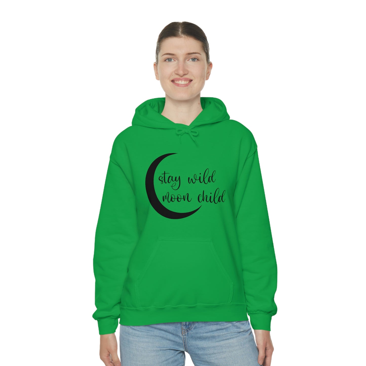 Stay Wild Moon Child Black Font Unisex Heavy Blend™ Hooded Sweatshirt