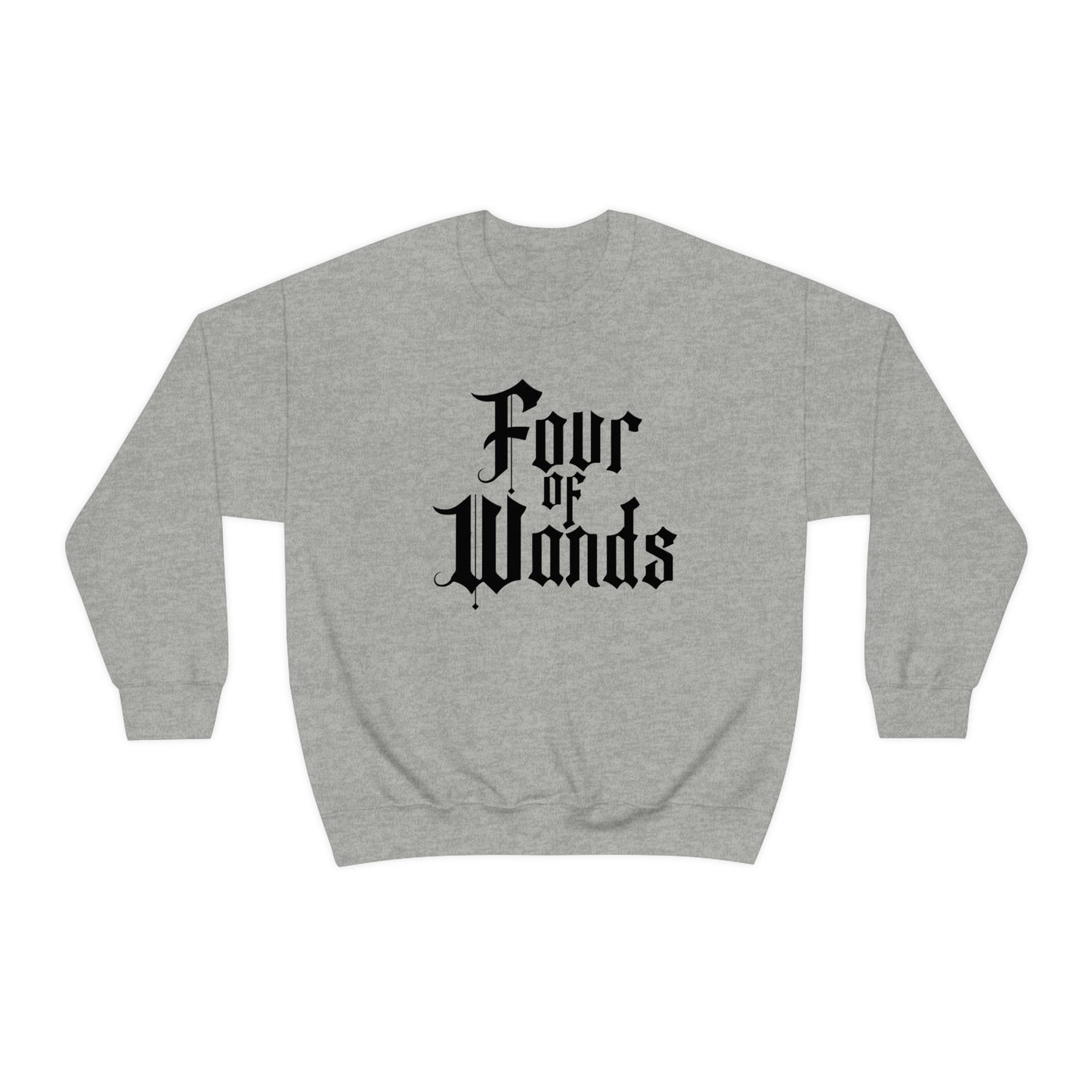 Four of Wands Black Logo White unisex heavy blend crewneck sweatshirt