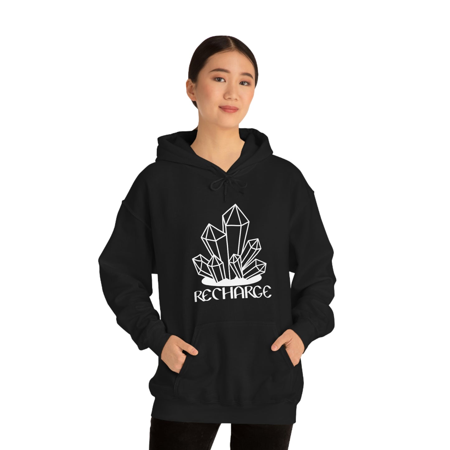 Recharge White Font Unisex Heavy Blend™ Hooded Sweatshirt