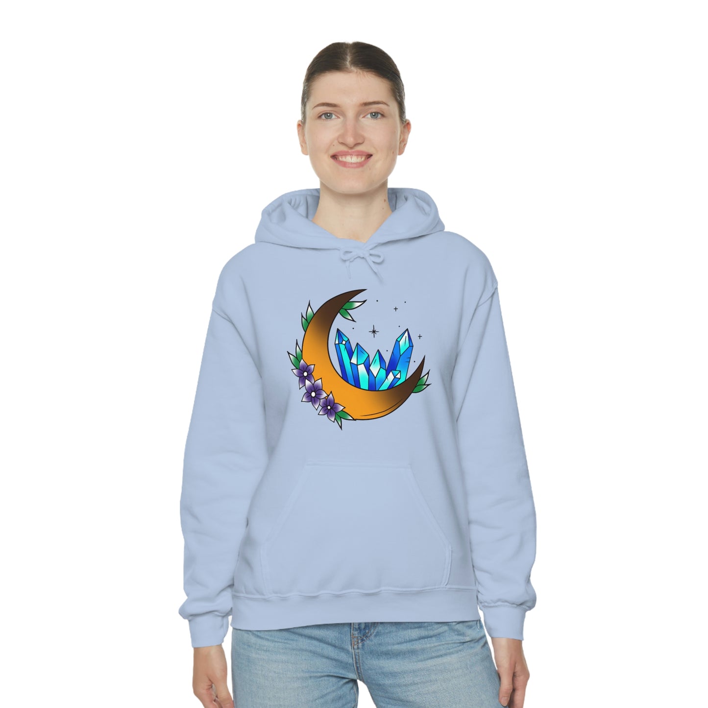 Blue Crystal Flower Unisex Heavy Blend™ Hooded Sweatshirt