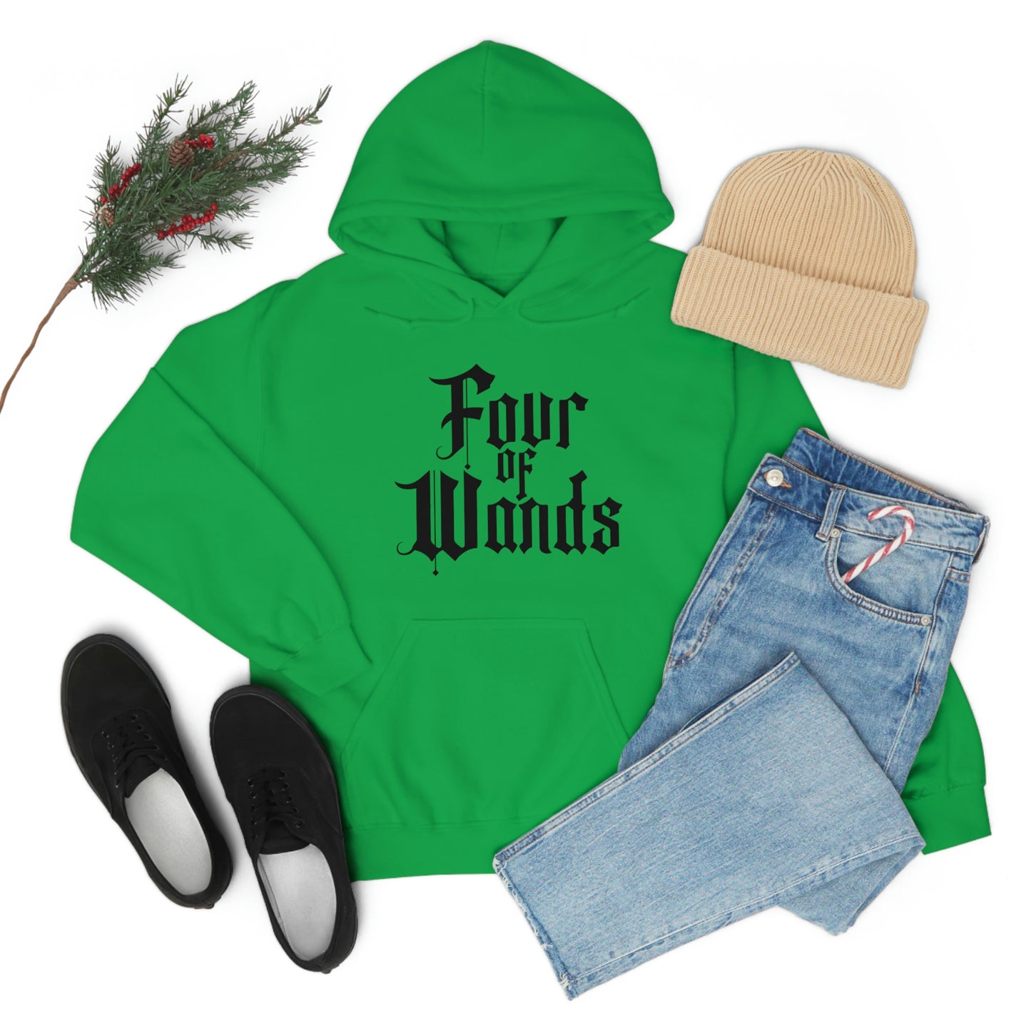 Four of Wands Black Logo Unisex Heavy Blend™ Hooded Sweatshirt