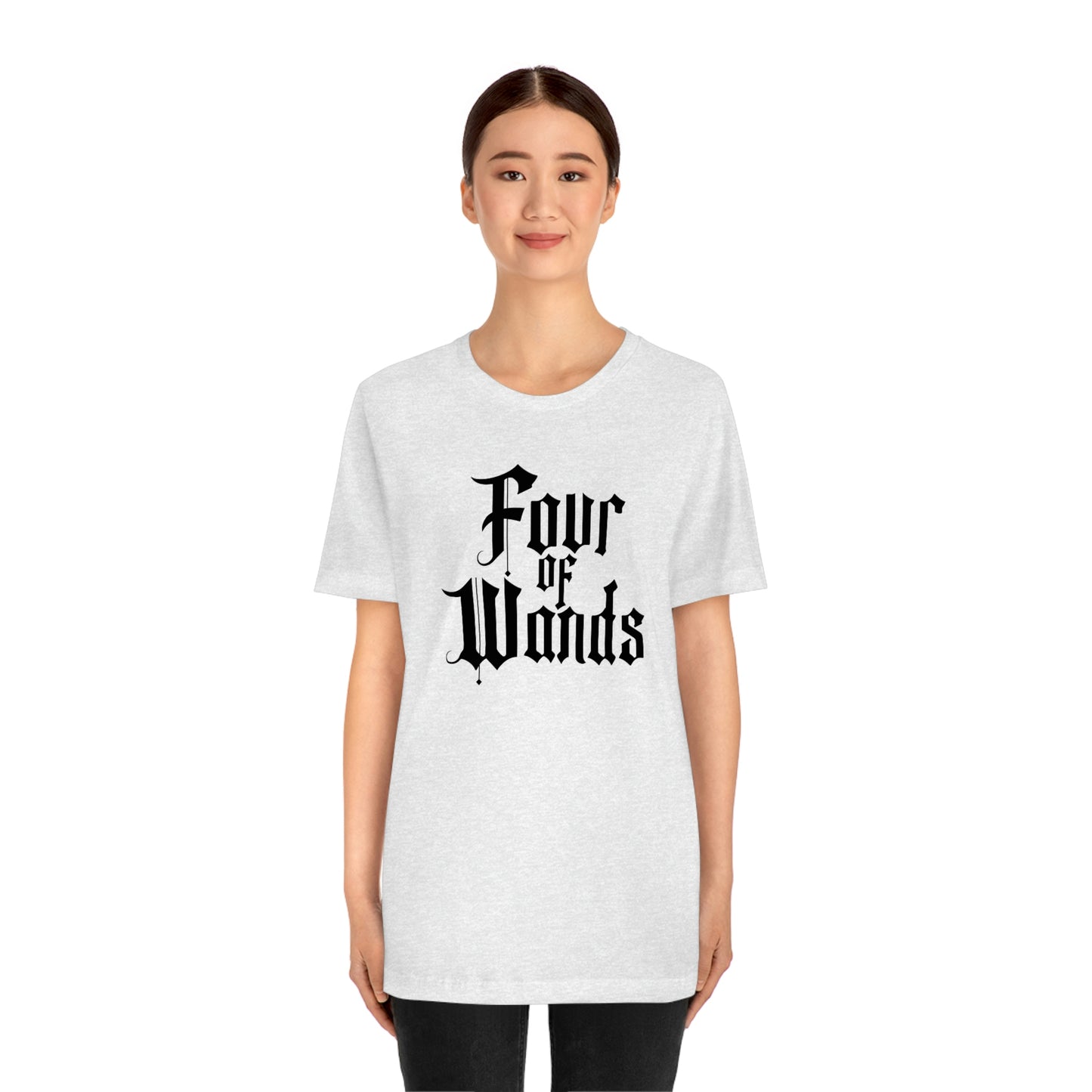 Four of Wands Black Logo Unisex Jersey Short Sleeve Tee