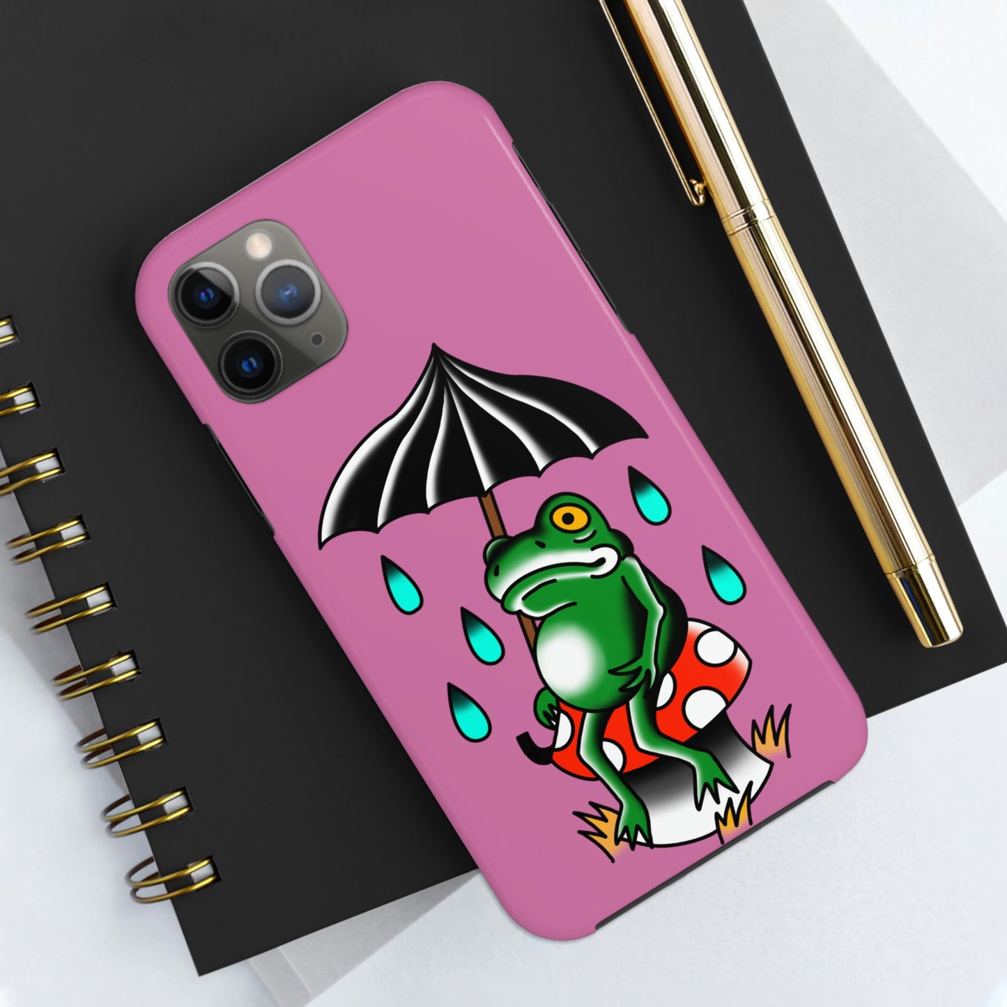 Rainy Day Frog Pink Tough Phone Cases, Case-Mate