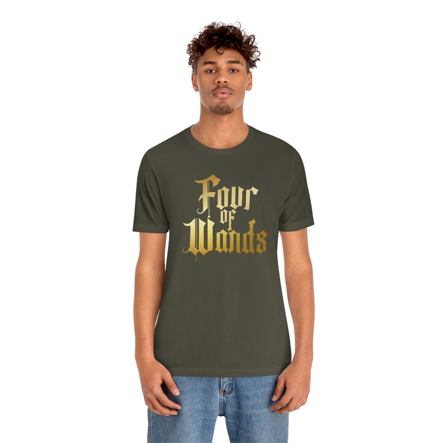 Four of Wands Gold Logo Unisex Jersey Short Sleeve Tee