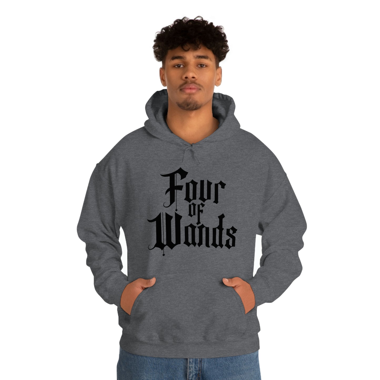 Four of Wands Black Logo Unisex Heavy Blend™ Hooded Sweatshirt