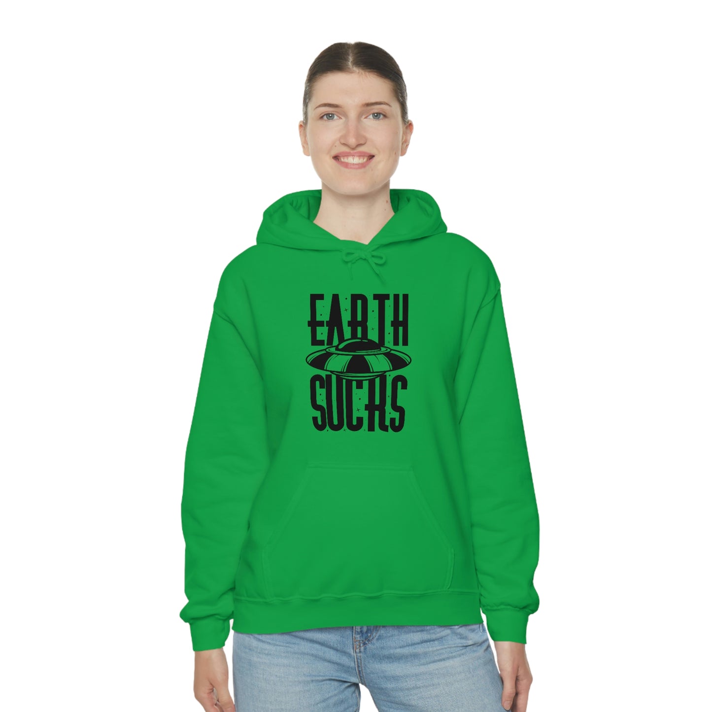 Earth Sucks Black Font Unisex Heavy Blend™ Hooded Sweatshirt