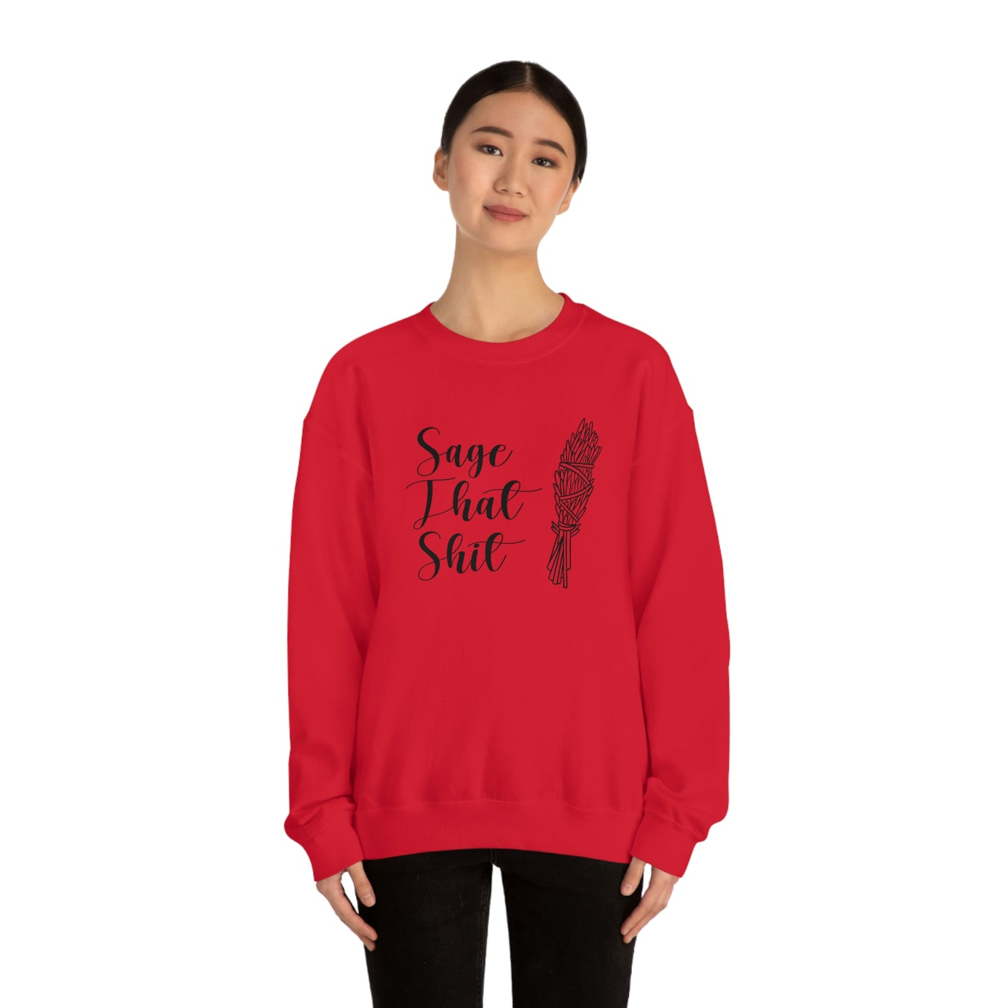 Sage That Black Font White unisex heavy blend crewneck sweatshirt