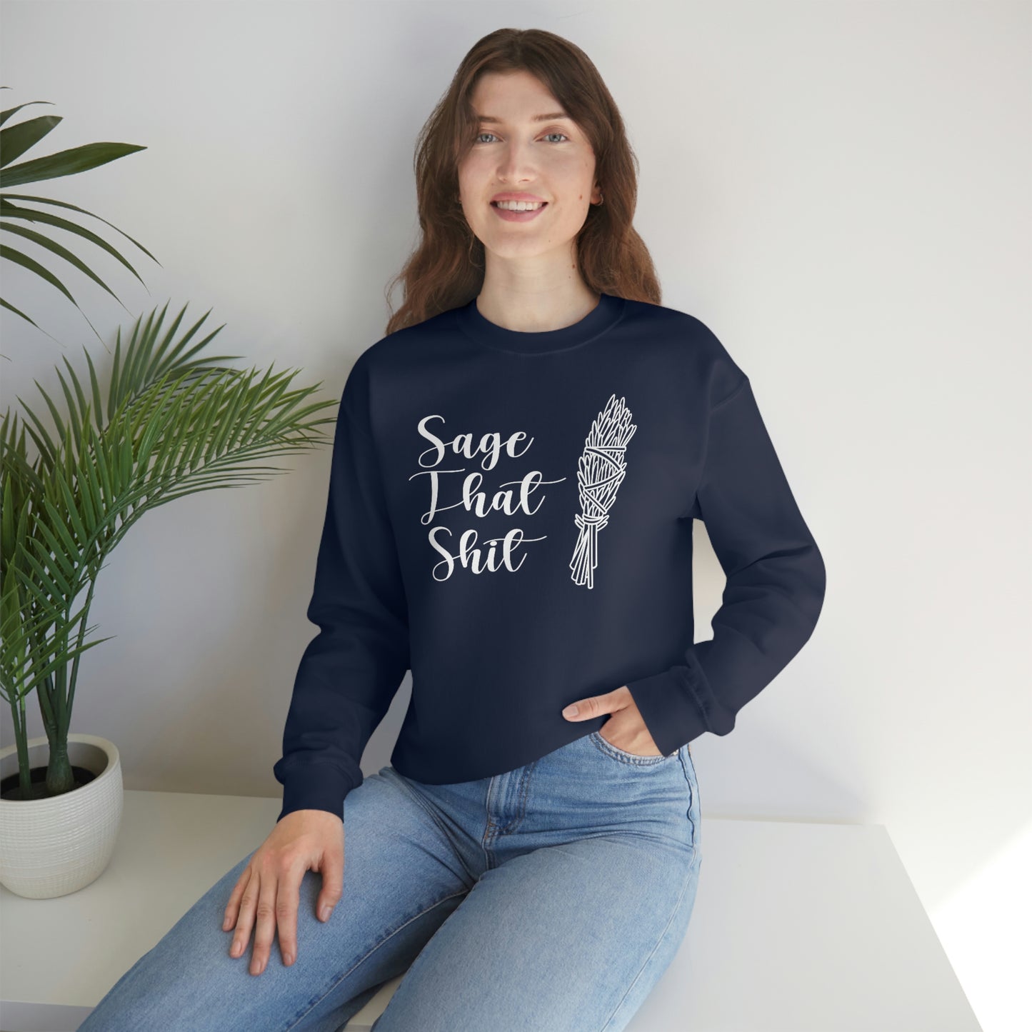 Sage That White Font unisex heavy blend crewneck sweatshirt