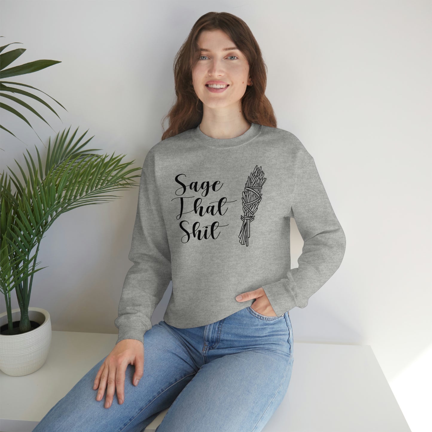 Sage That Black Font White unisex heavy blend crewneck sweatshirt