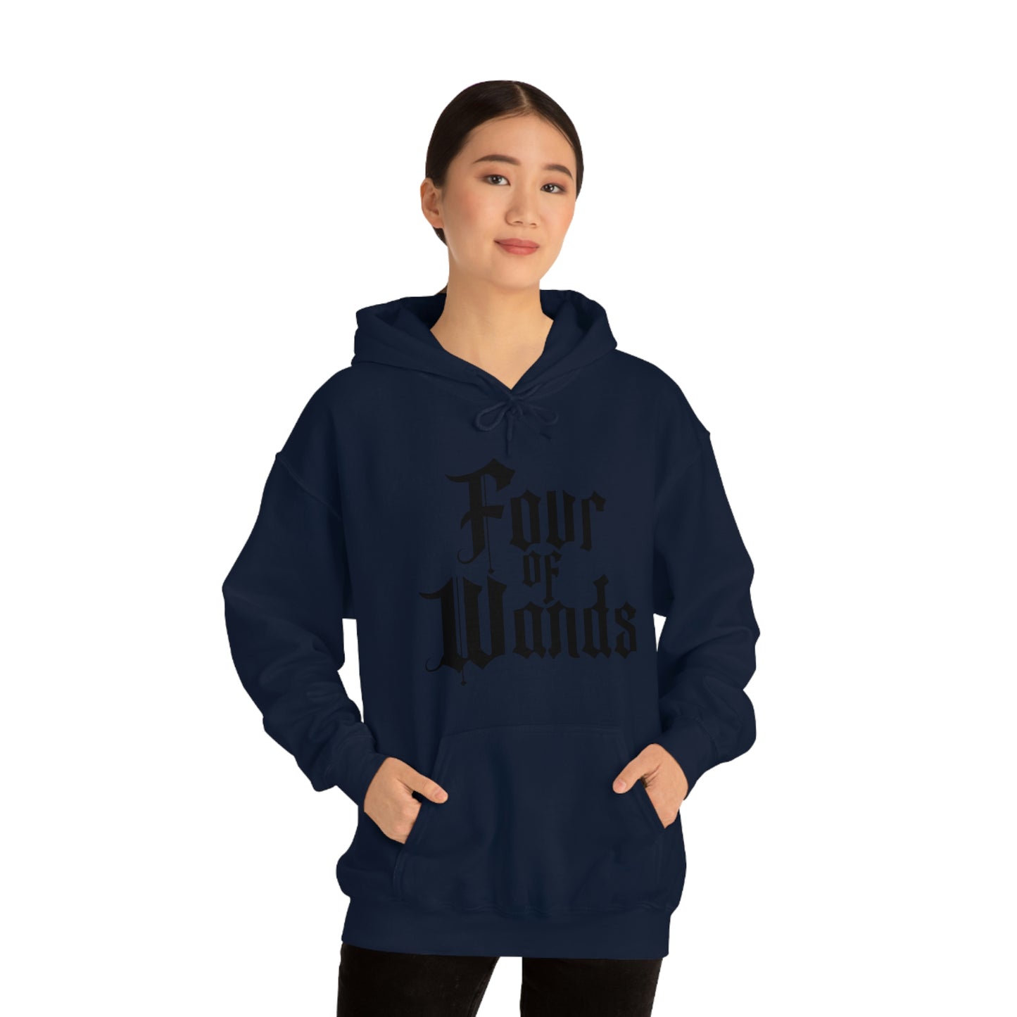 Four of Wands Black Logo Unisex Heavy Blend™ Hooded Sweatshirt