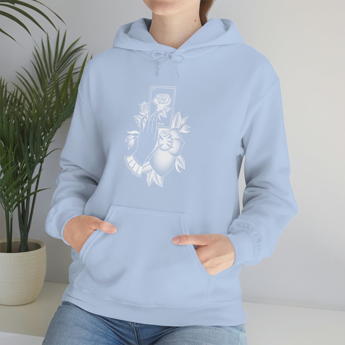 Rosa Card White Shaded Unisex Heavy Blend™ Hooded Sweatshirt