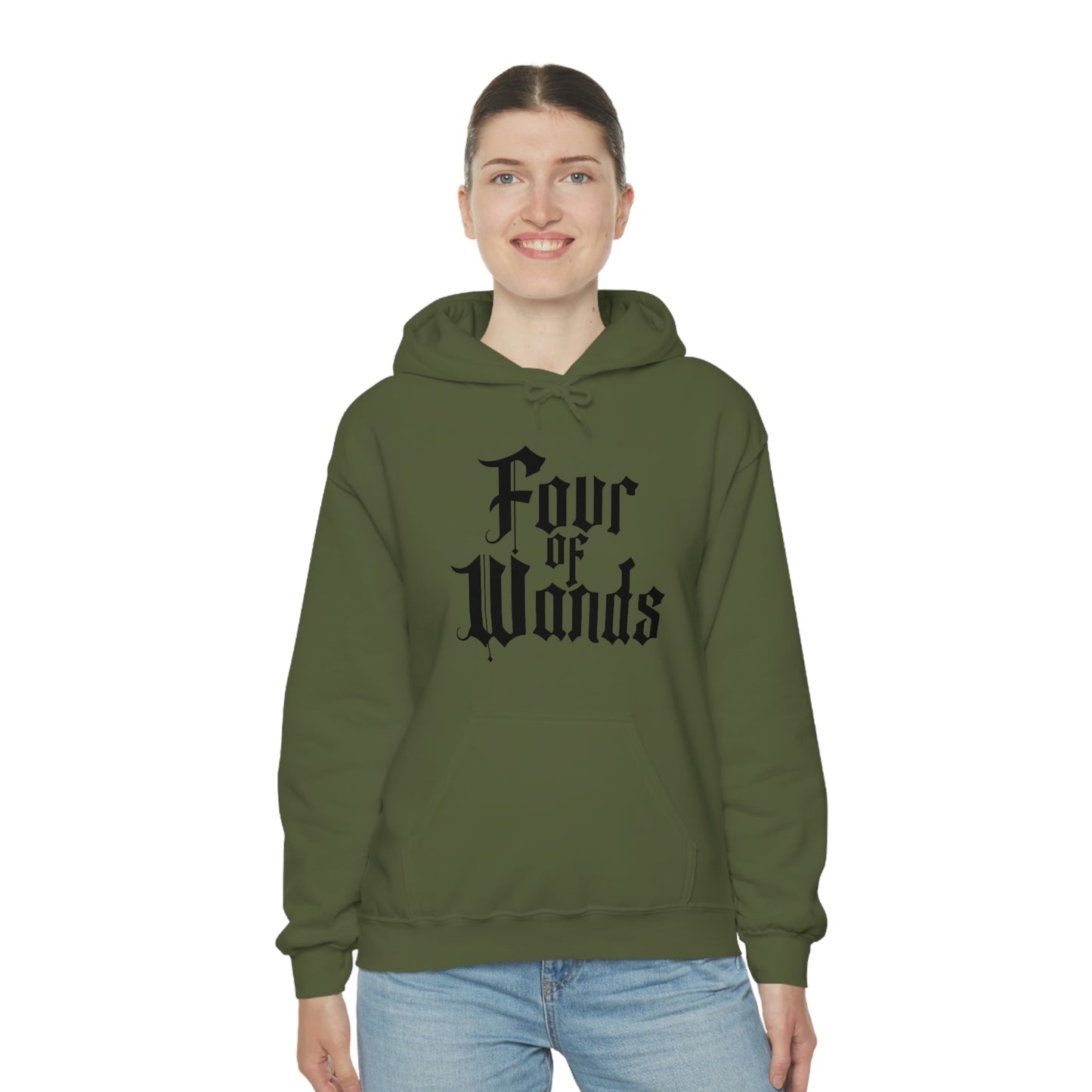 Four of Wands Black Logo Unisex Heavy Blend™ Hooded Sweatshirt