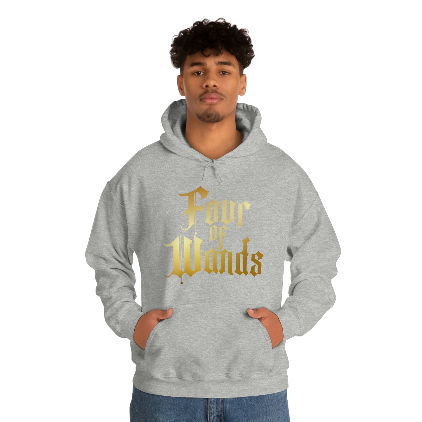 Four of Wands Gold Logo Unisex Heavy Blend™ Hooded Sweatshirt