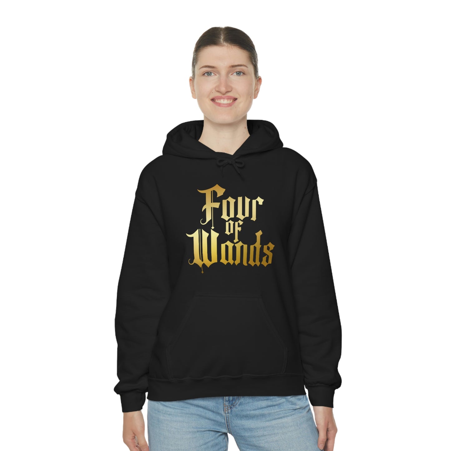 Four of Wands Gold Logo Unisex Heavy Blend™ Hooded Sweatshirt