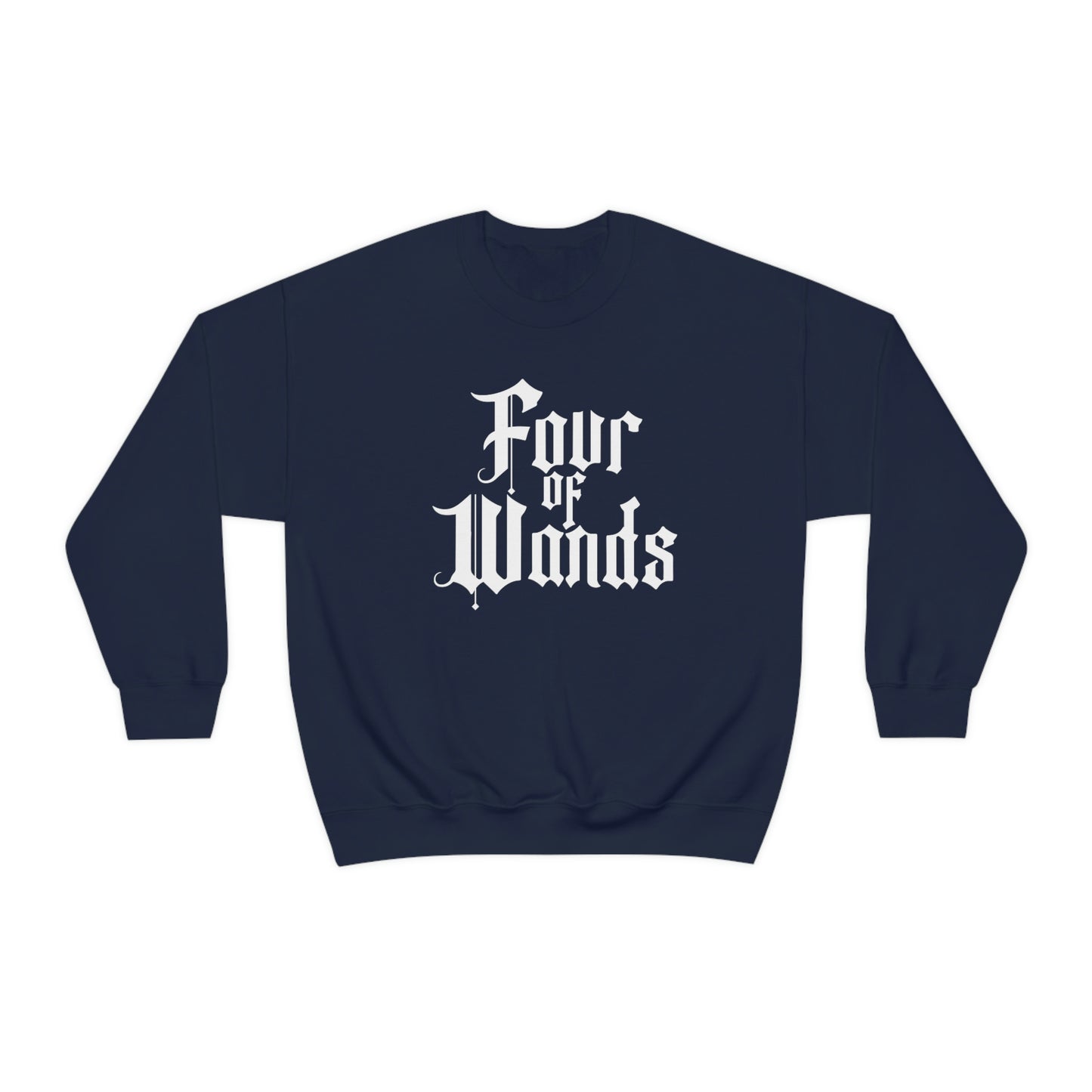 Four of Wands White Logo unisex heavy blend crewneck sweatshirt