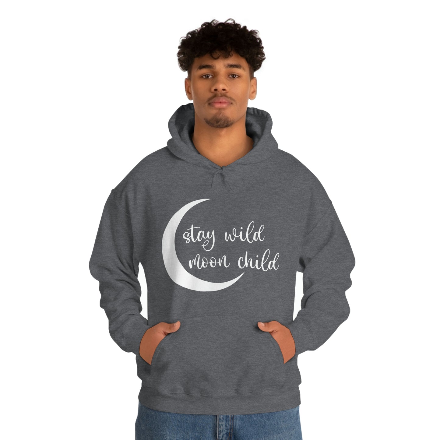 Stay Wild Moon Child White Font Unisex Heavy Blend™ Hooded Sweatshirt