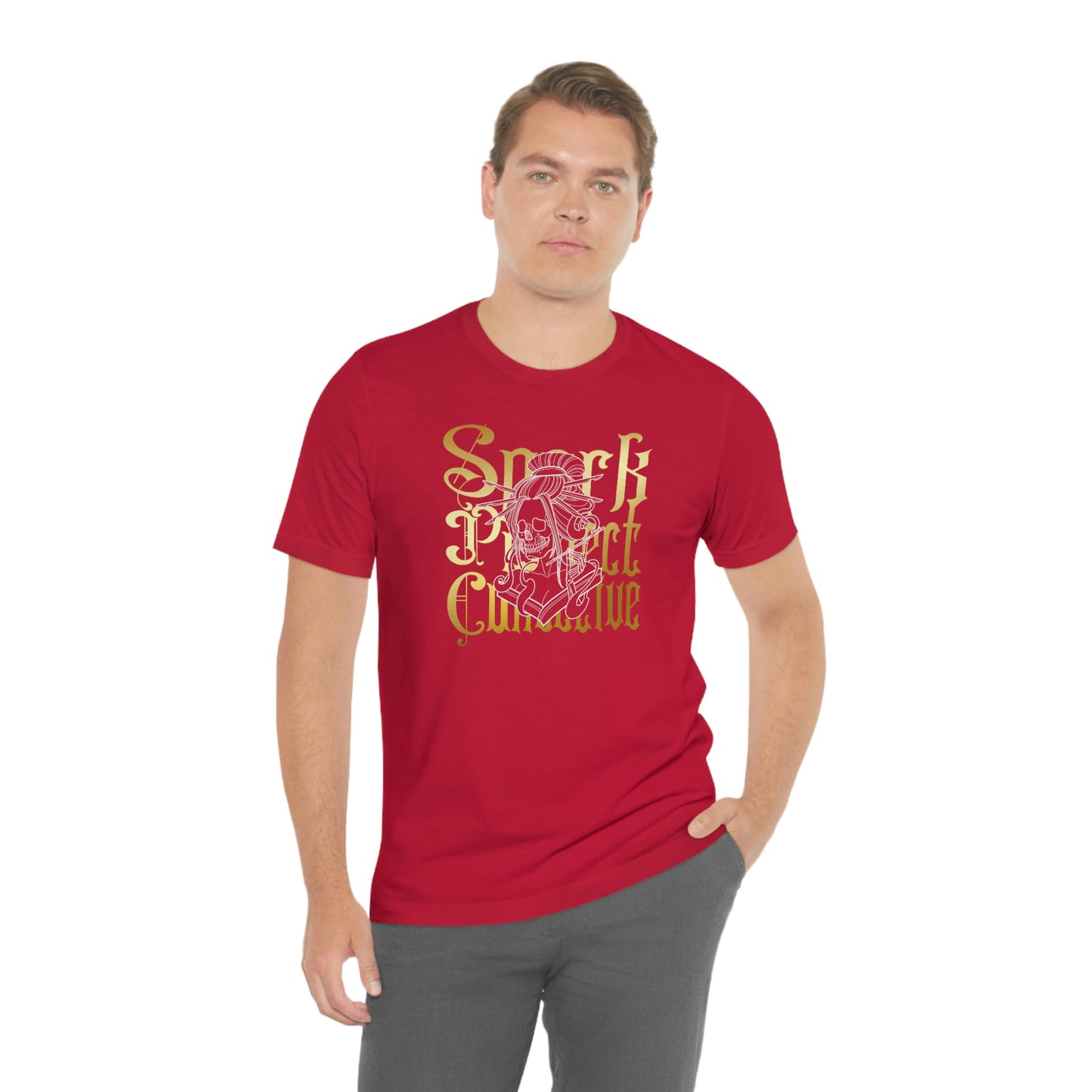 Japanese Spark Gold Font Unisex Jersey Short Sleeve Tee