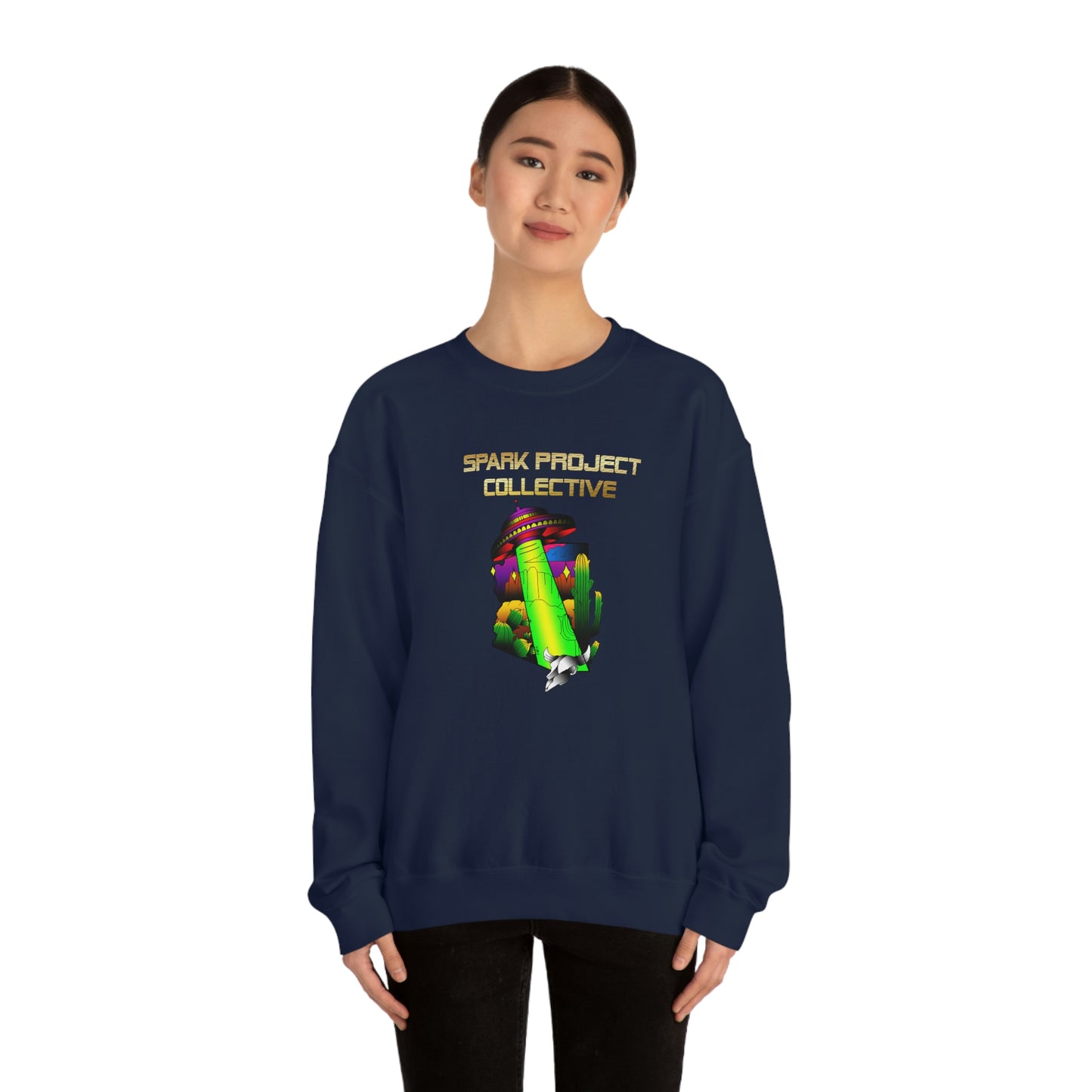 UFO Spark Gold Font Unisex Heavy Blend™ Crewneck Sweatshirt