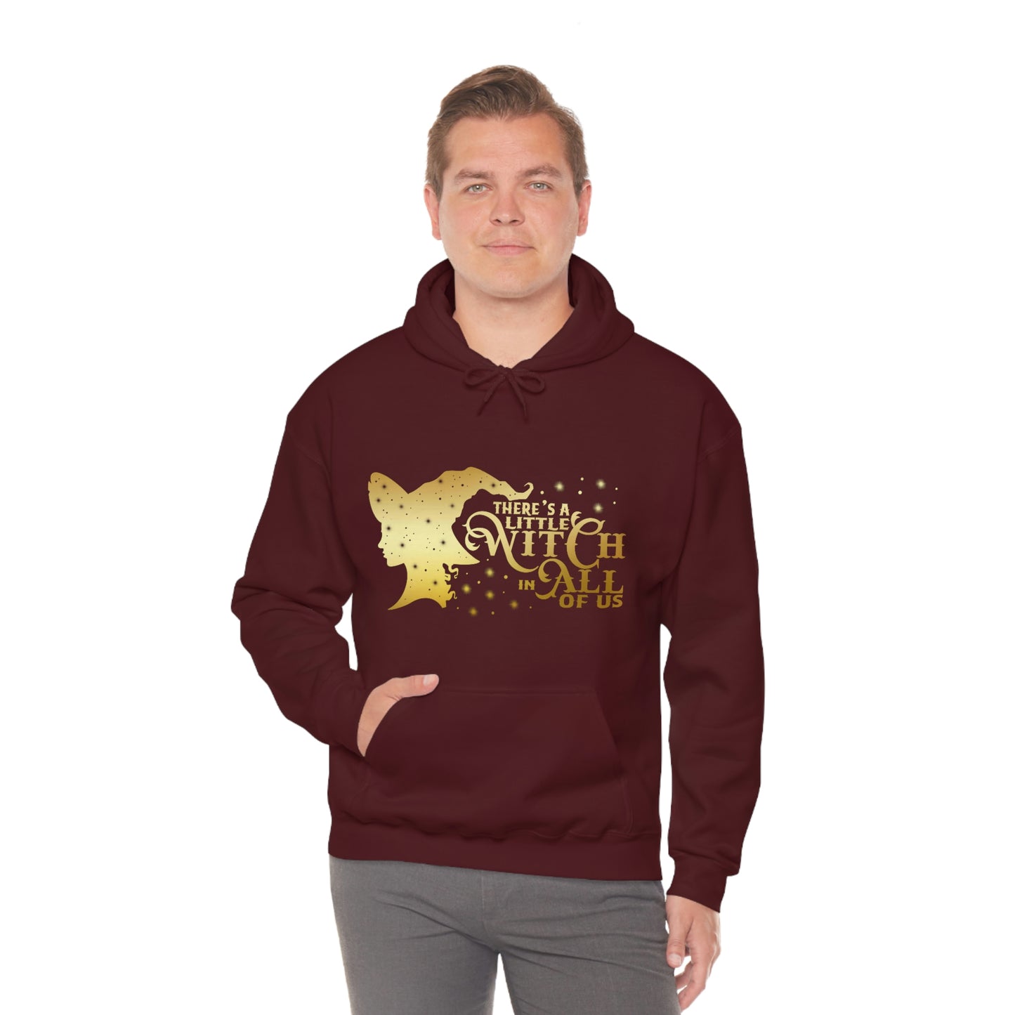 Witch In All of Us Gold Font Unisex Heavy Blend™ Hooded Sweatshirt