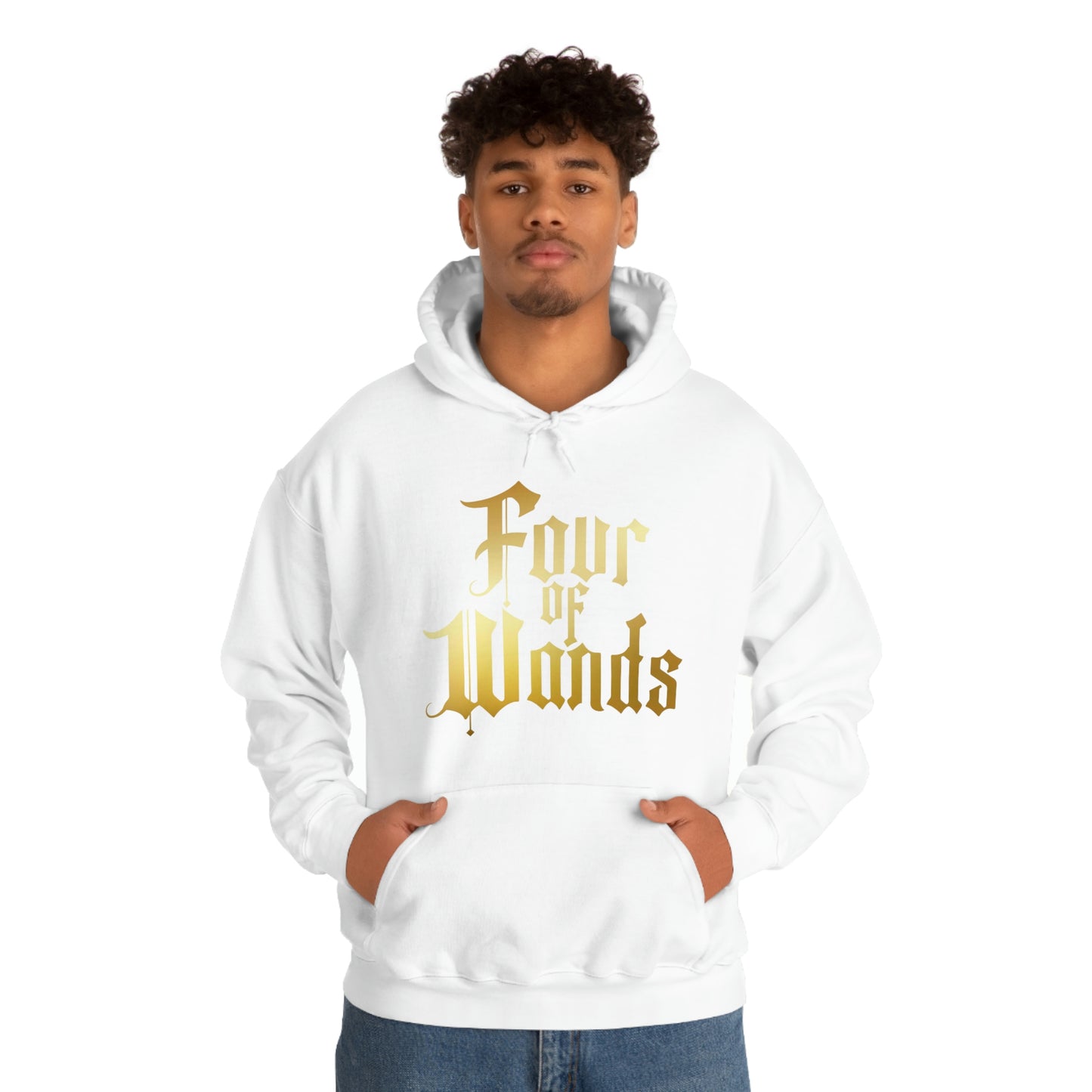 Four of Wands Gold Logo Unisex Heavy Blend™ Hooded Sweatshirt