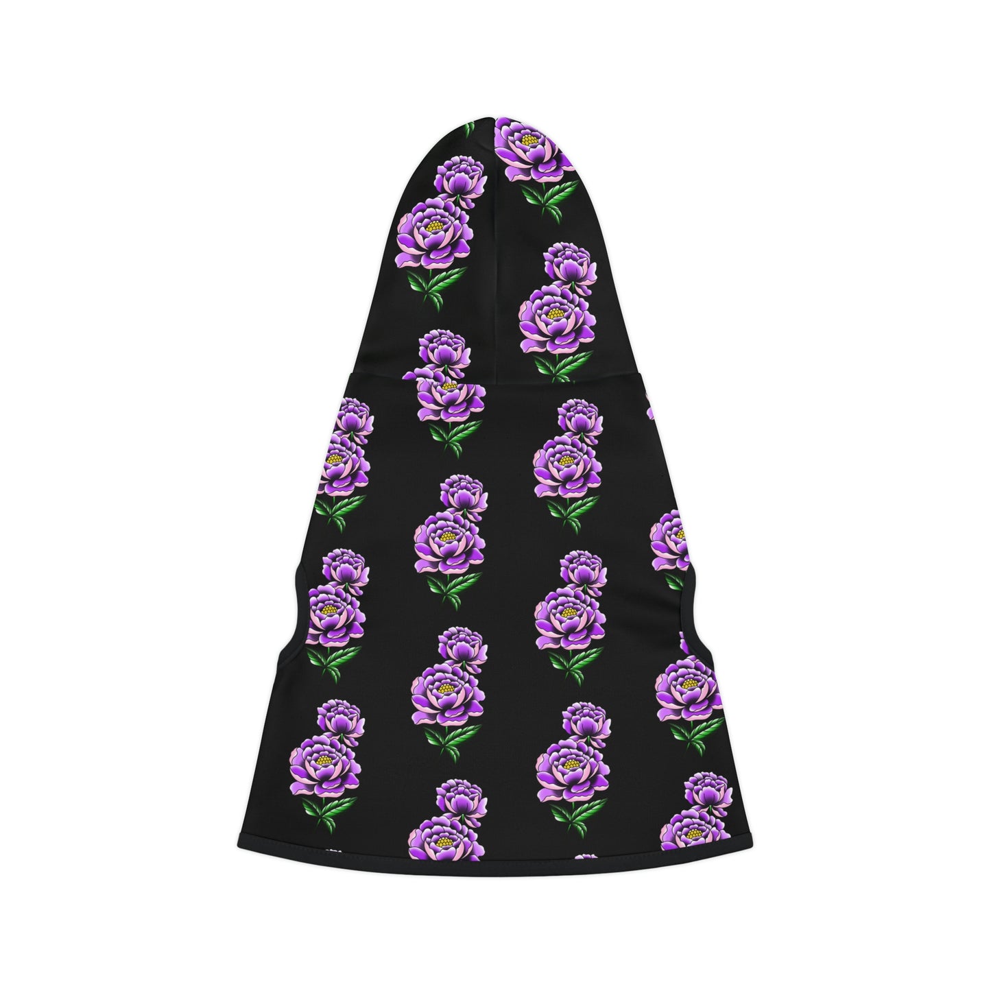 Flower Pattern Black Dog Hoodie