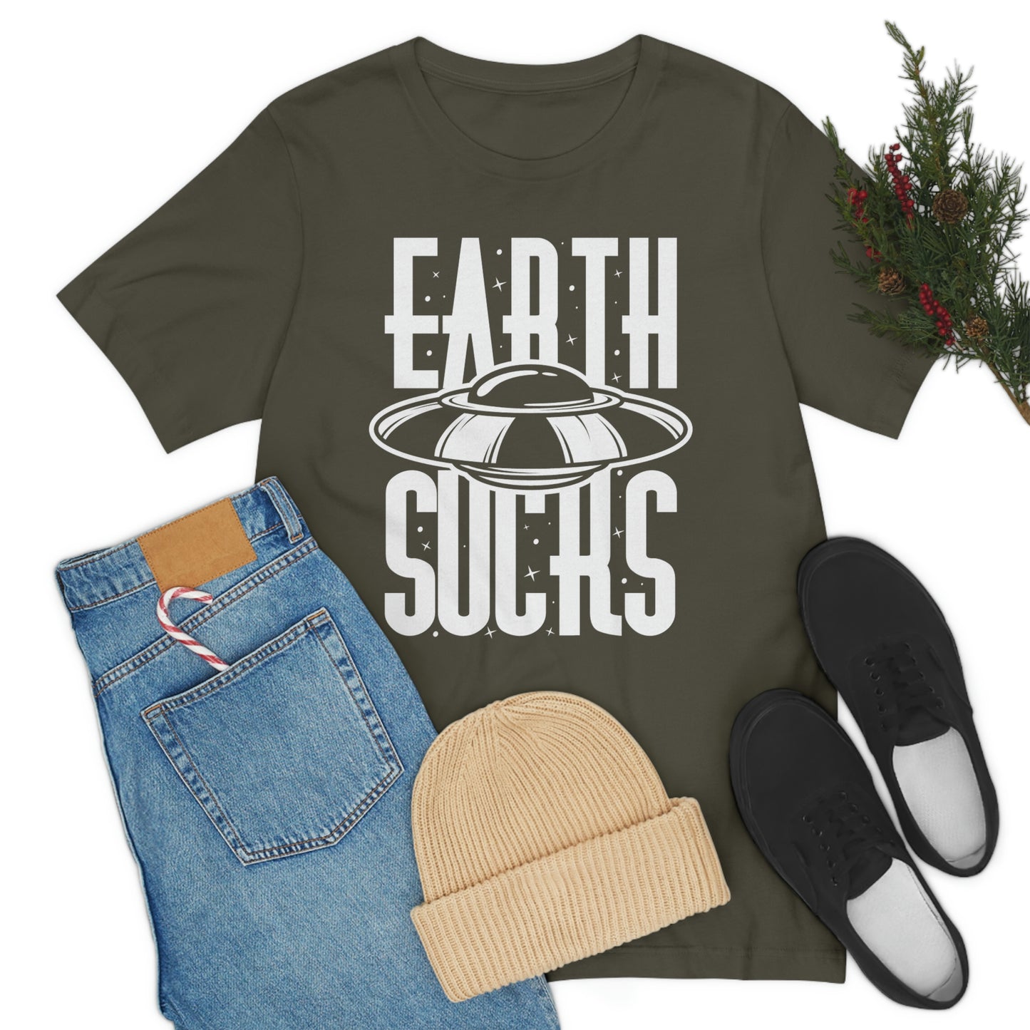 Earth Sucks White Font Unisex Jersey Short Sleeve Tee