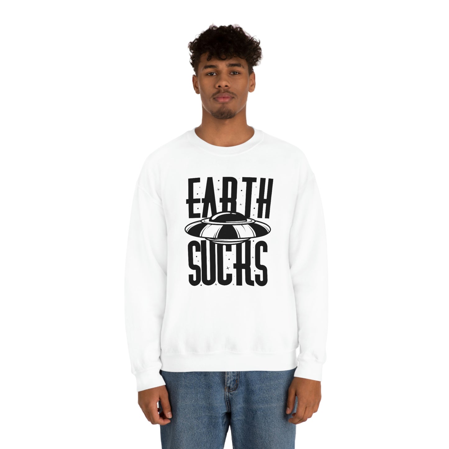 Earth Sucks Black Font unisex heavy blend crewneck sweatshirt