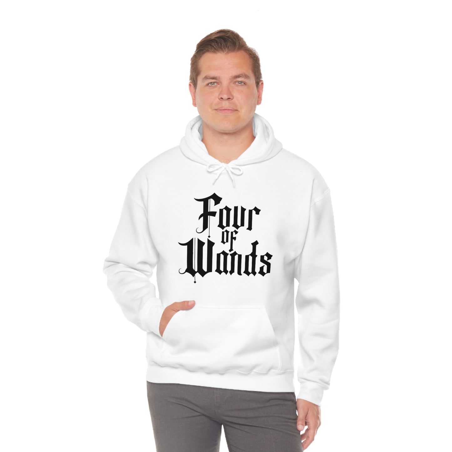 Four of Wands Black Logo Unisex Heavy Blend™ Hooded Sweatshirt